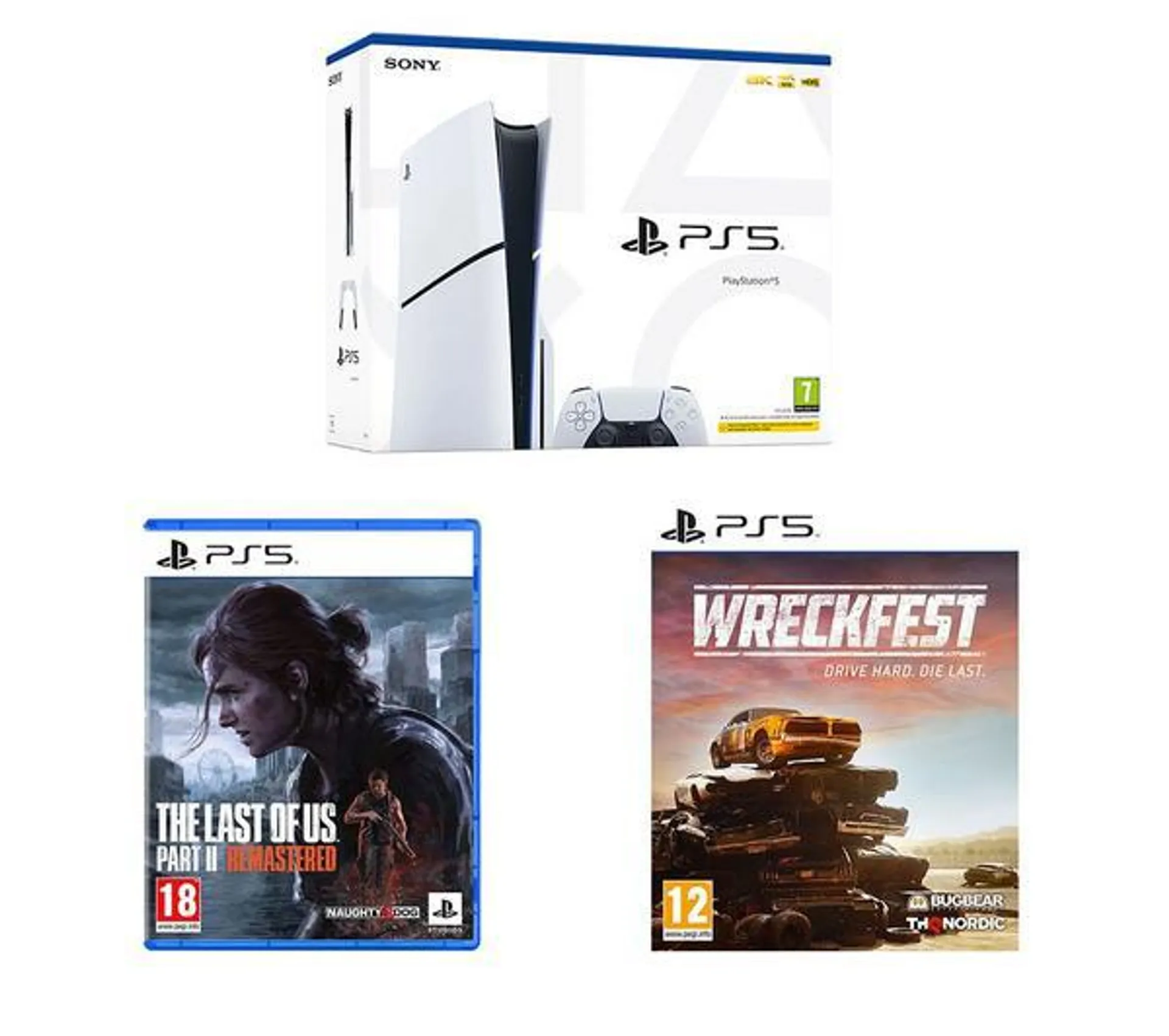 SONY PlayStation 5 Model Group (Slim), The Last of Us Part II Remastered & Wreckfest Bundle