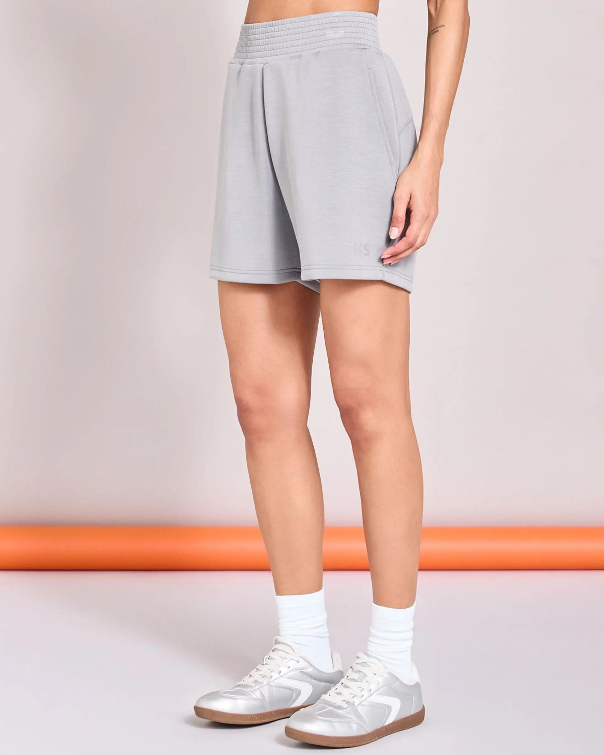 Helen Steele Soft Touch Grey Modal Gathered Waist Shorts