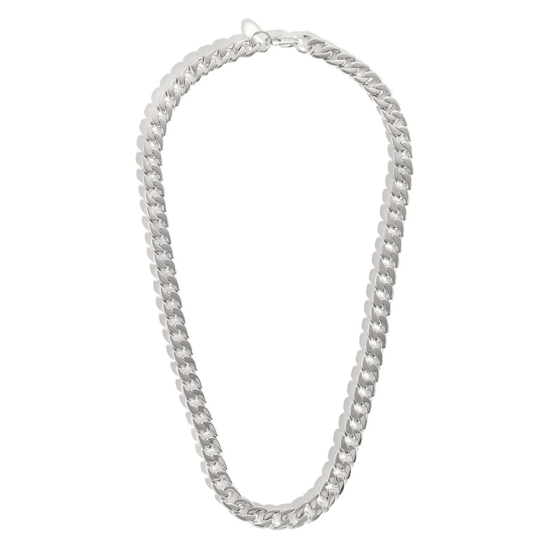 Chunky Curb Chain Silver Plated Necklace