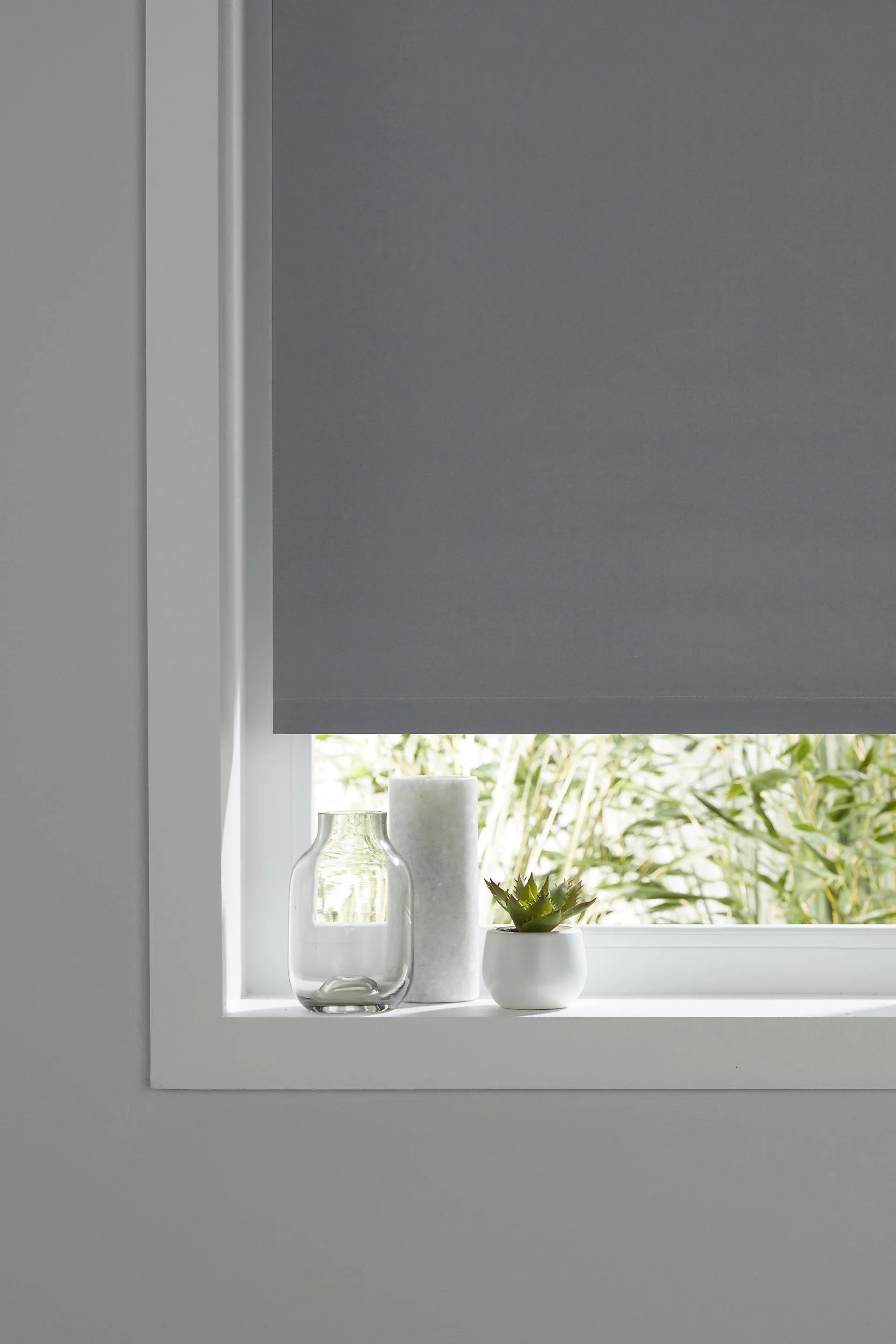 Boreas Corded Grey Plain Blackout Roller Blind (W)120cm (L)180cm