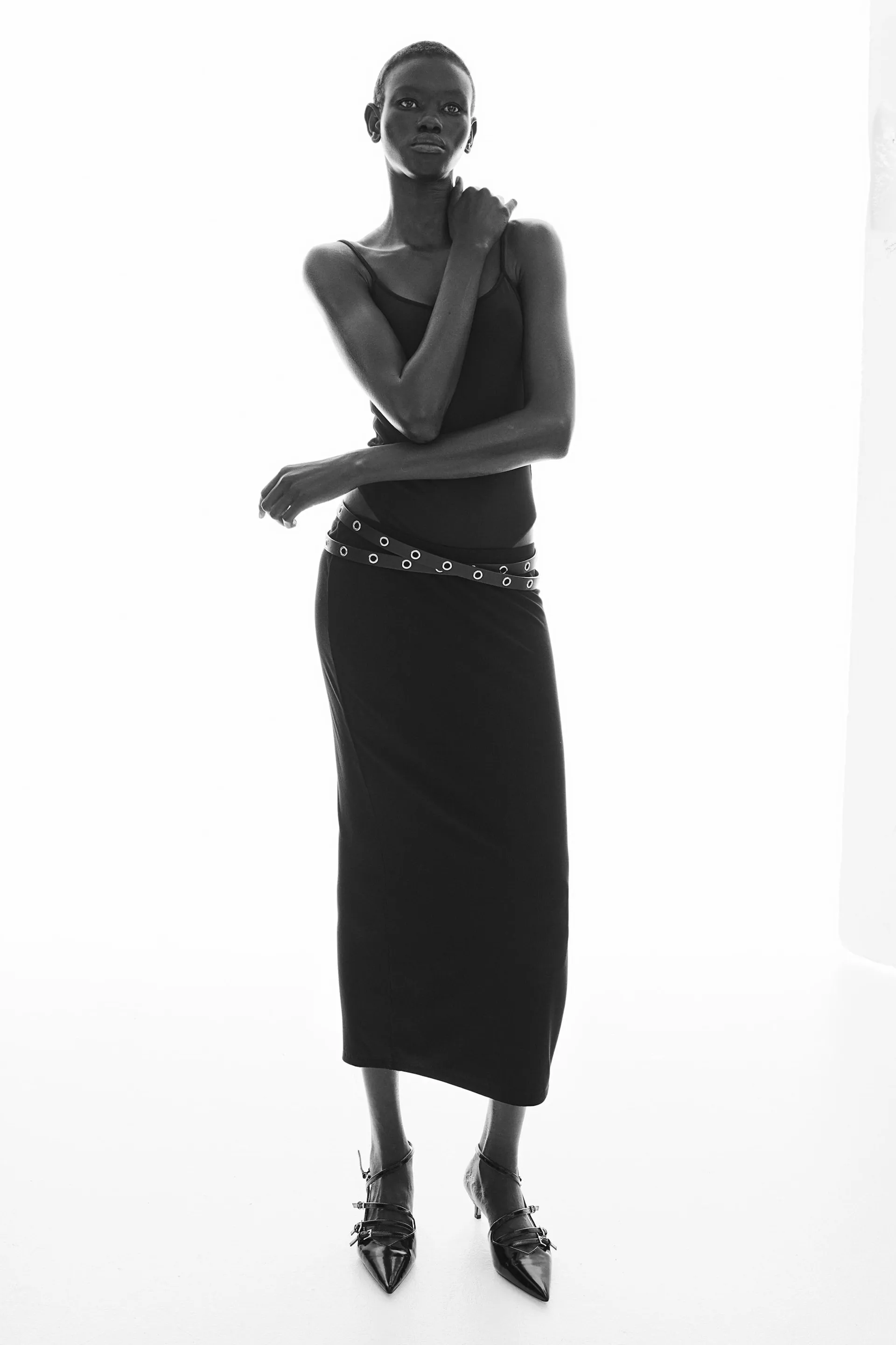 Ribbed pencil skirt