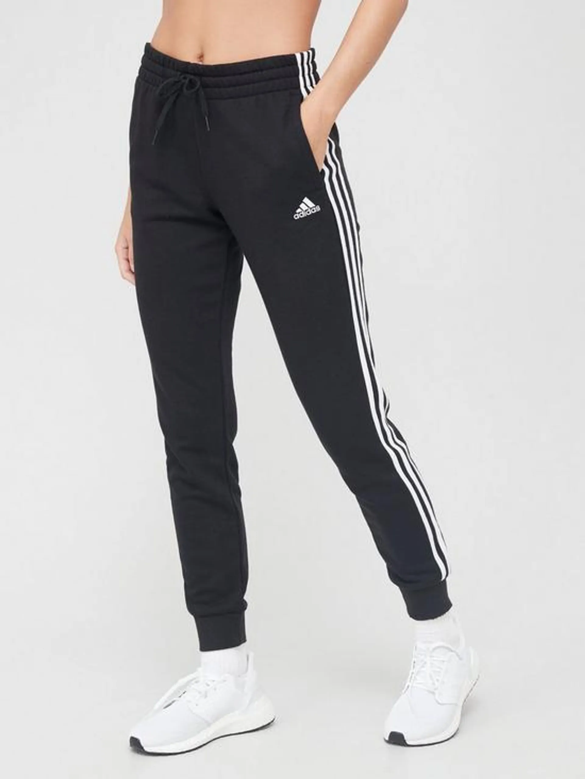 Essentials 3-stripes French Terry Cuffed Joggers - Black/White