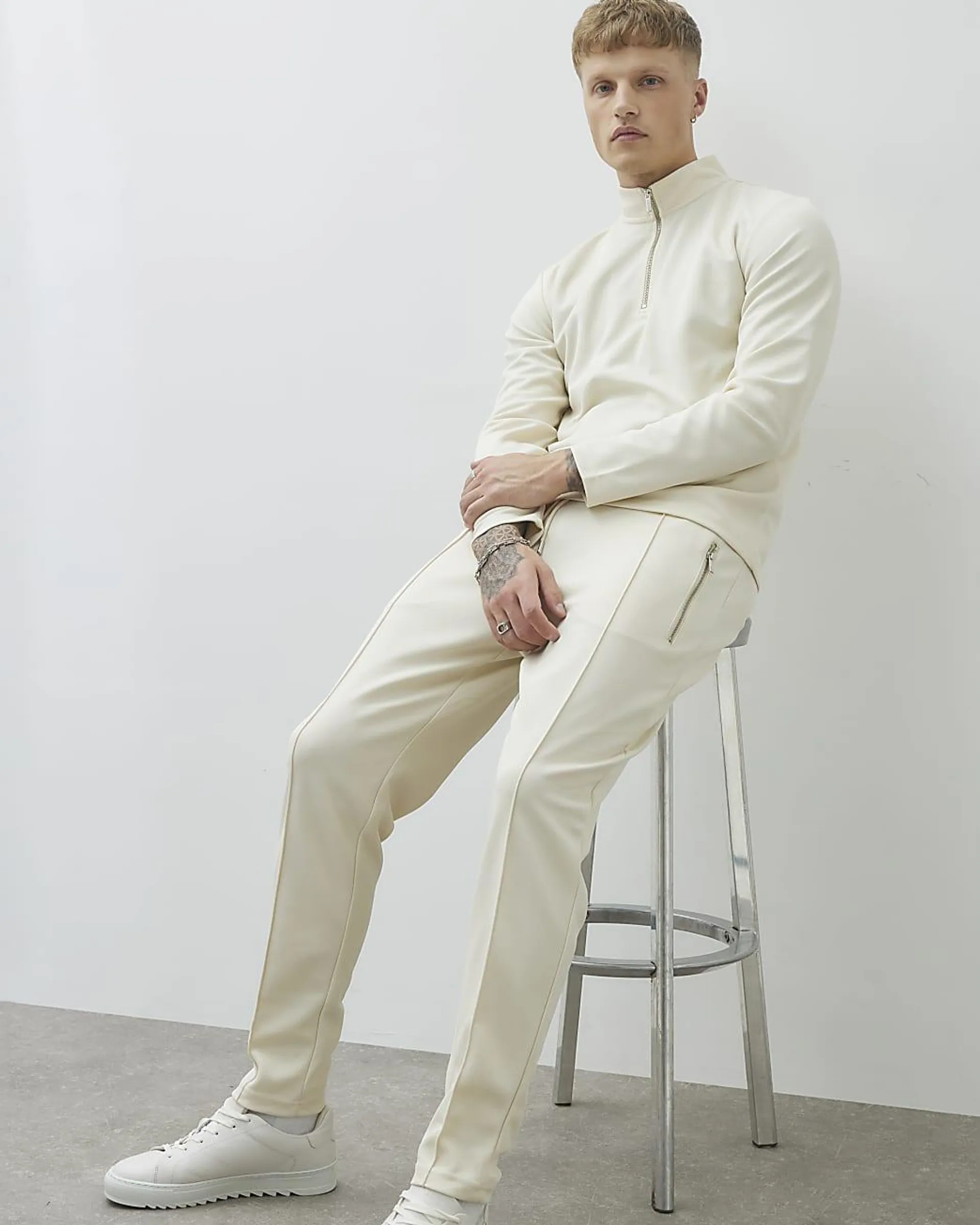 Cream Slim Fit Joggers