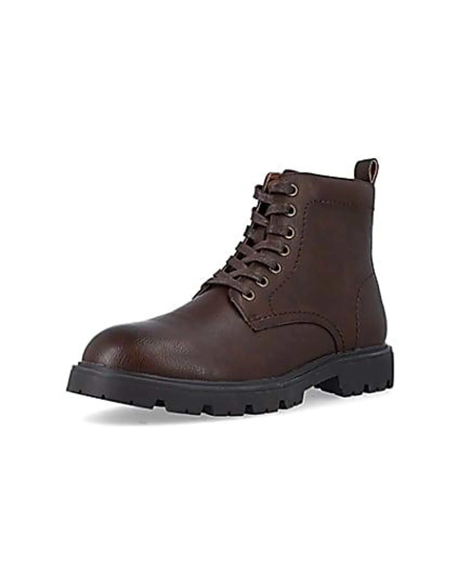 Brown faux leather combat boots