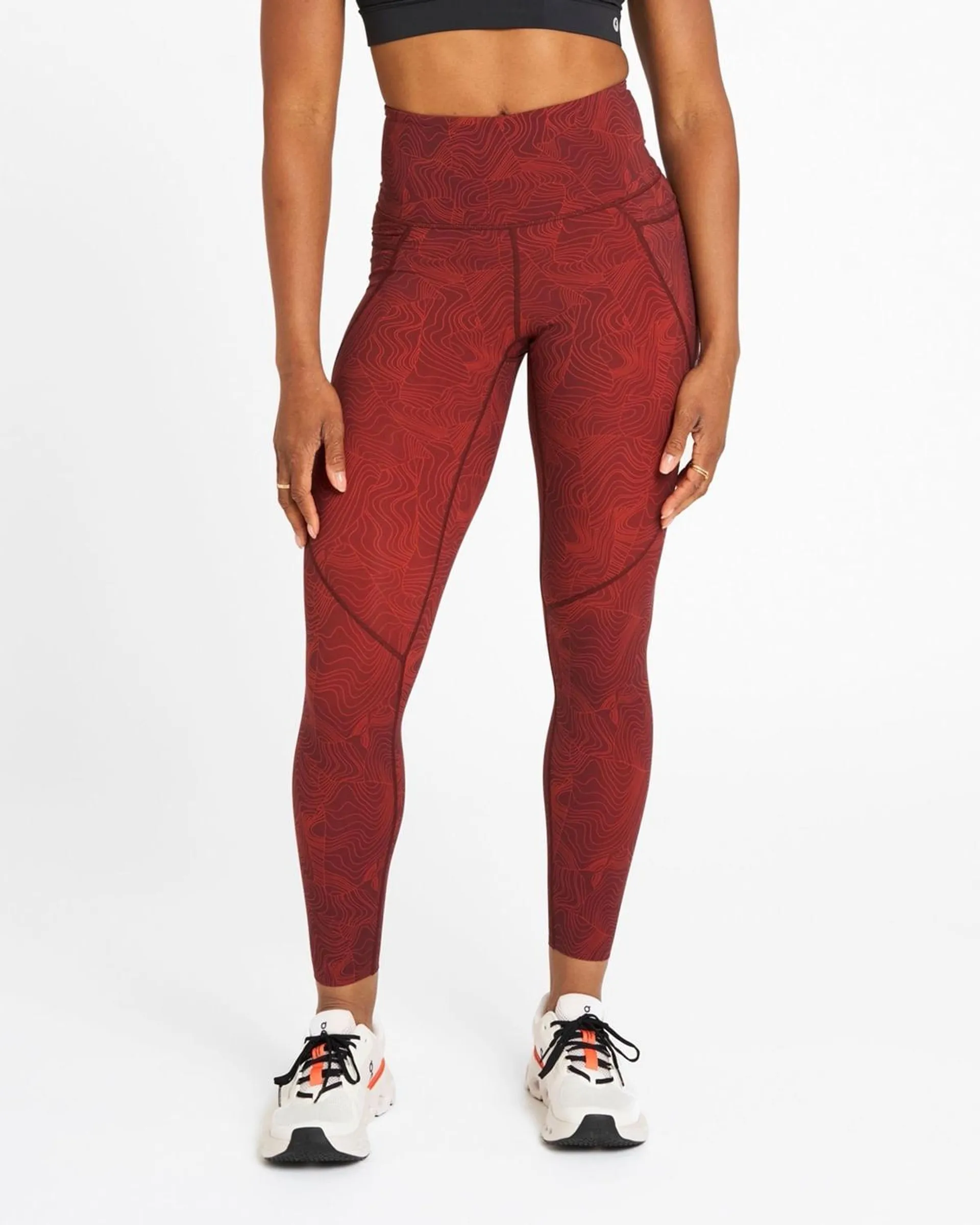 Powercut Sculpt High-Waisted Leggings In Dark Burgundy Wave Print