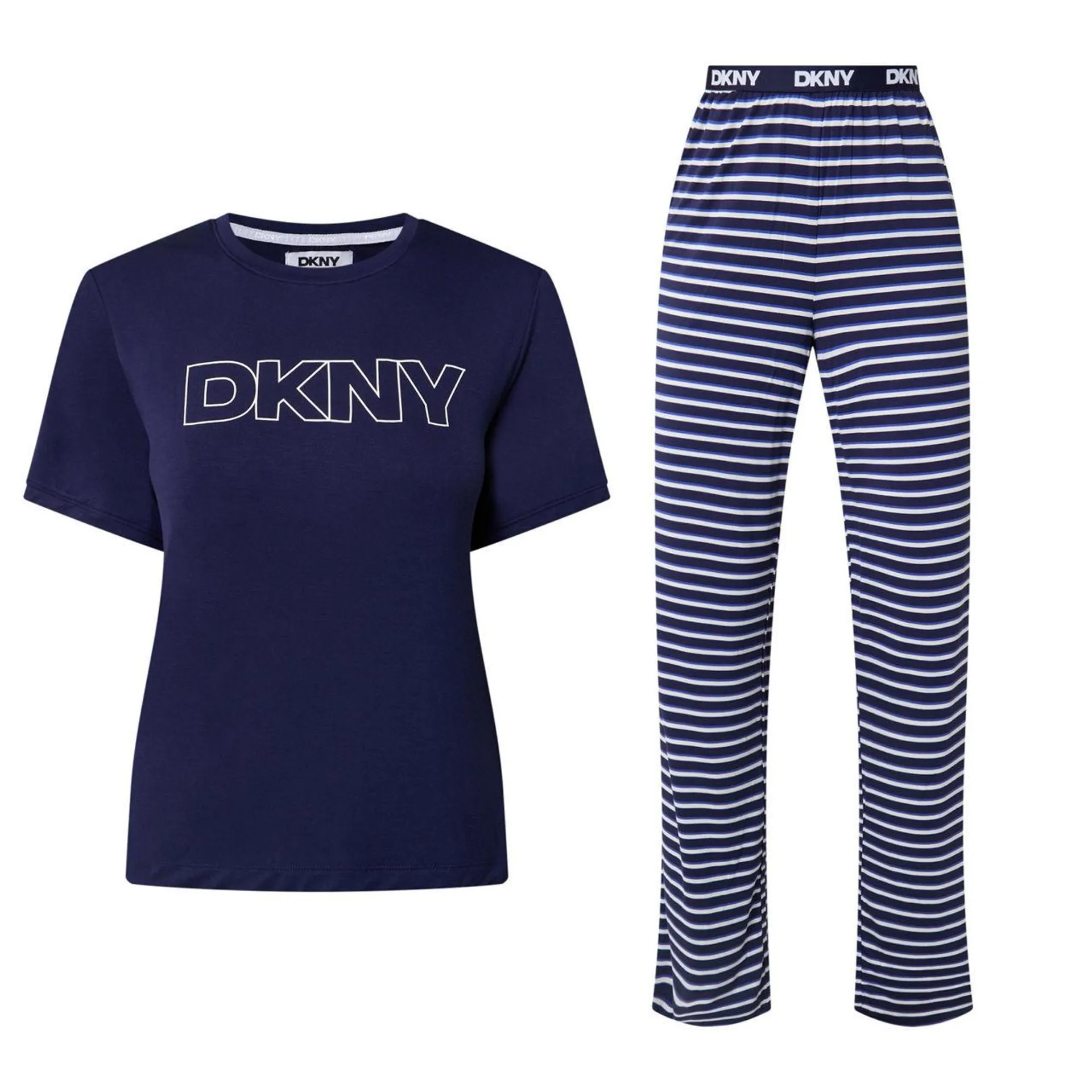 New in DKNY Logo T-Shirt & Striped Bottoms Pyjama Set €99.00