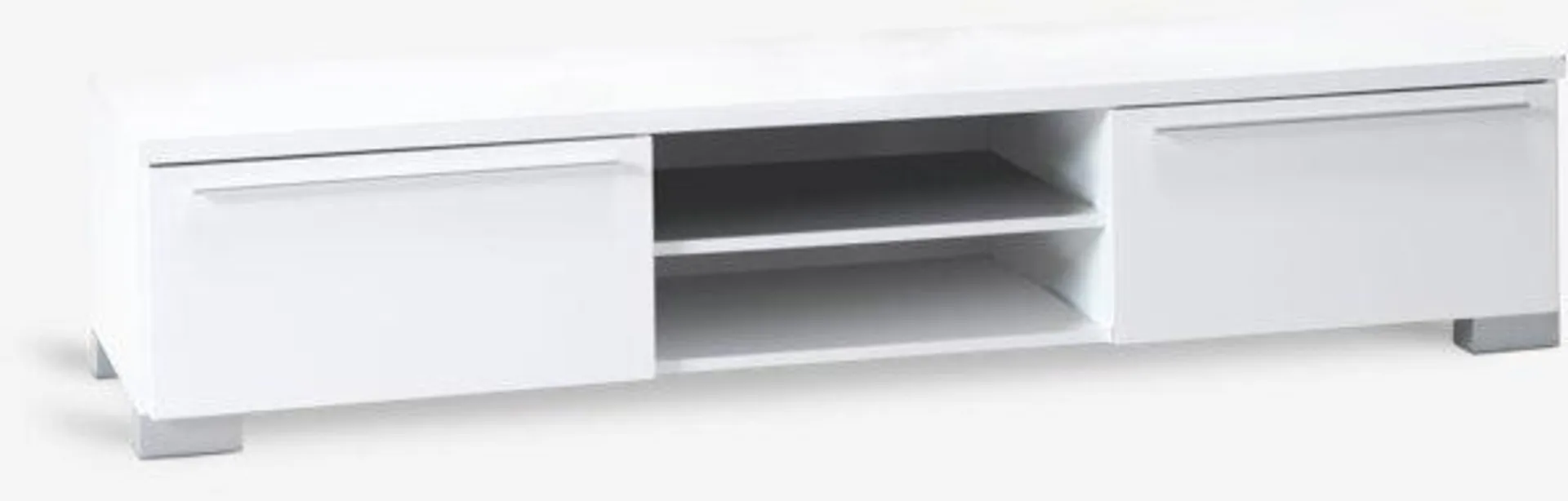 TV bench AAKIRKEBY 2 drawers 1 shelf white high gloss