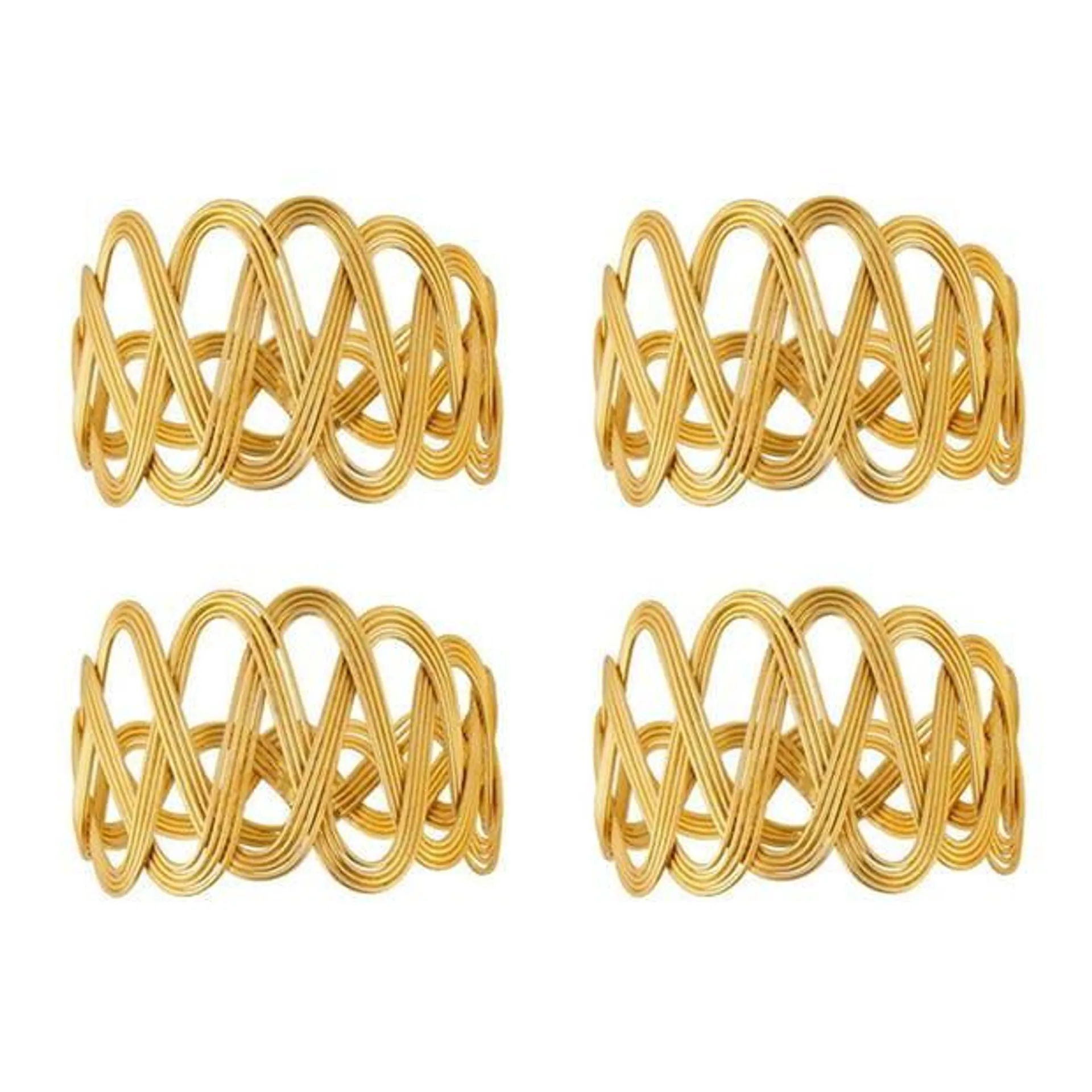 Crossed Wrapped Metal Napkin Ring - Set of 4