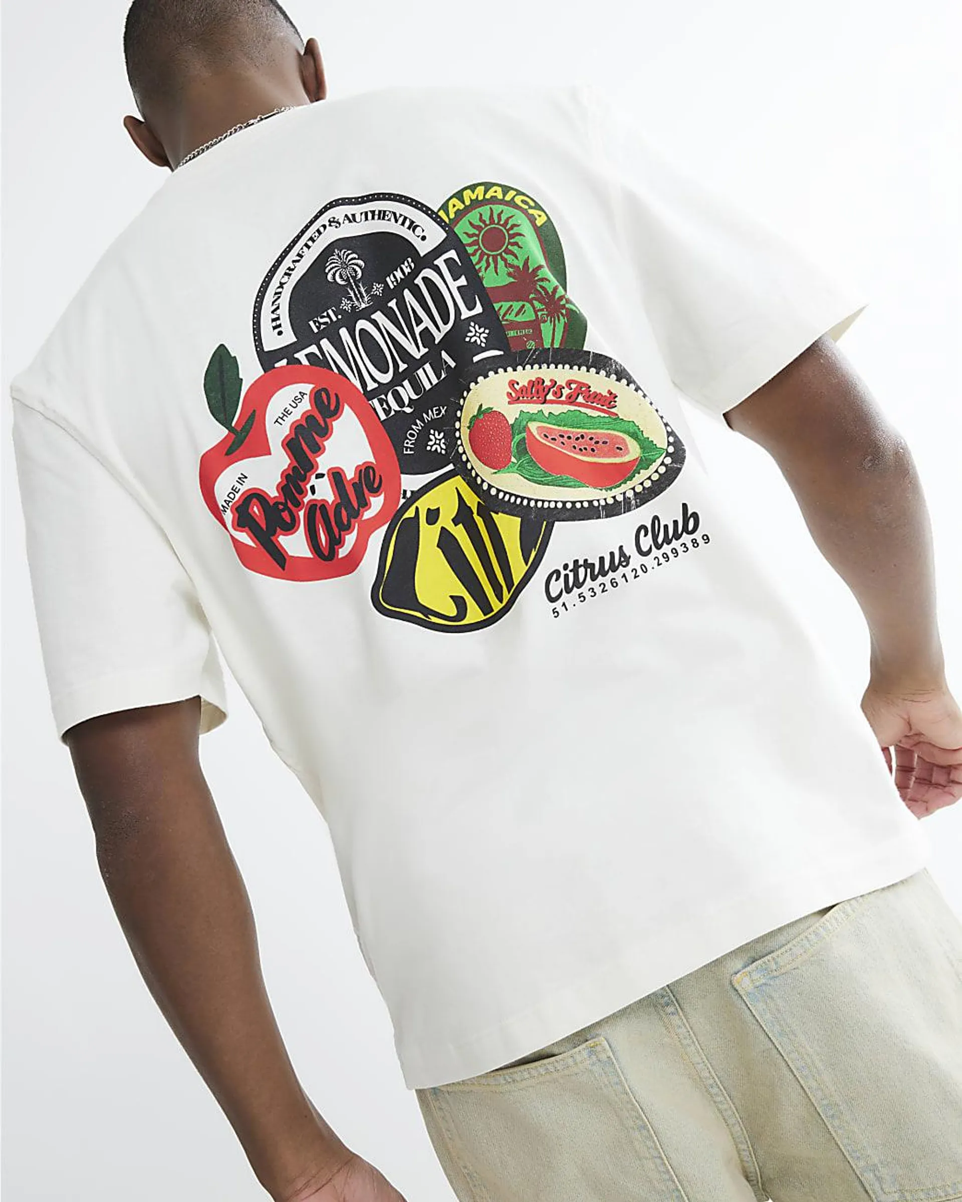 White Regular Fit Citrus Club Badge T-Shirt
