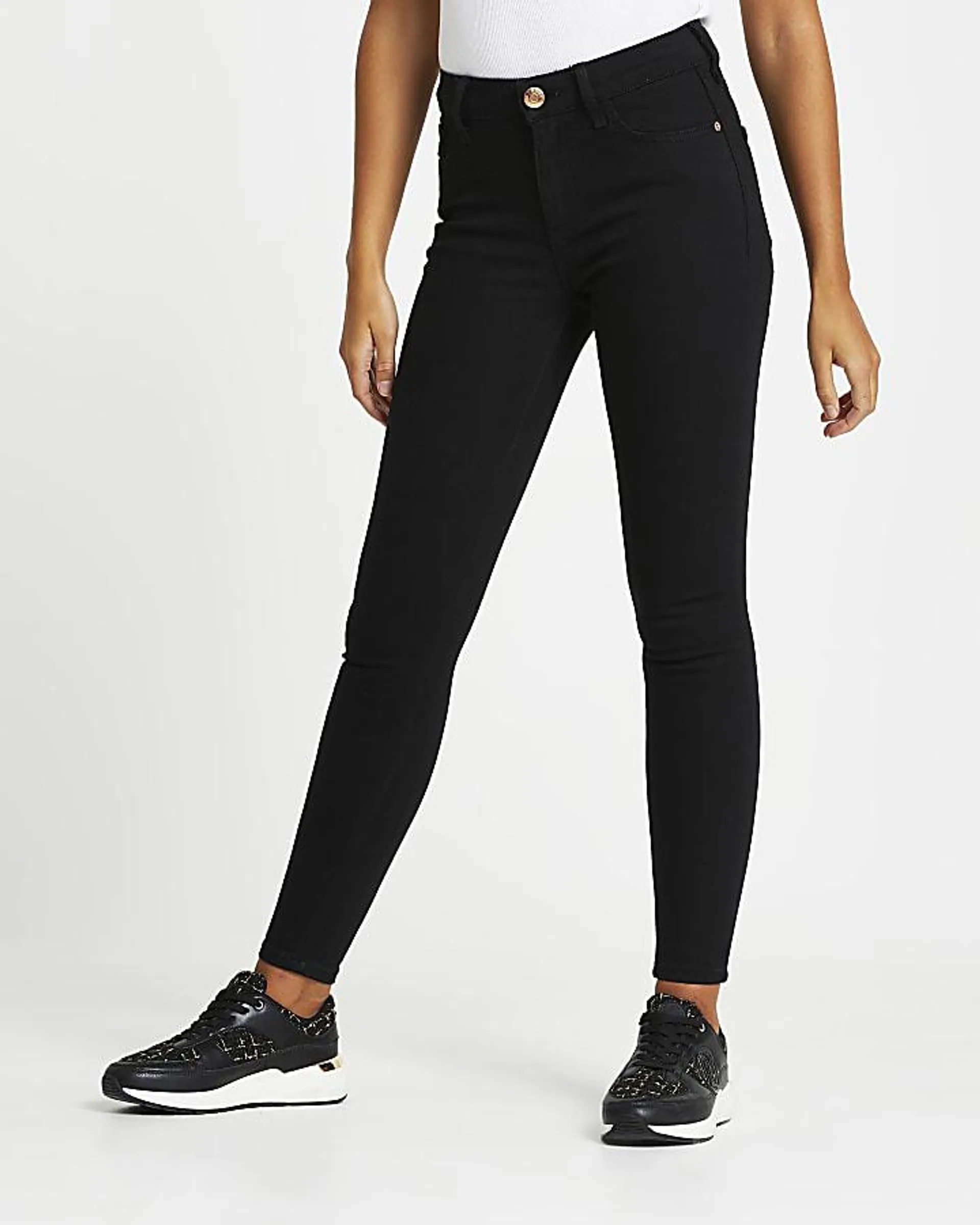 Black mid rise skinny jeans