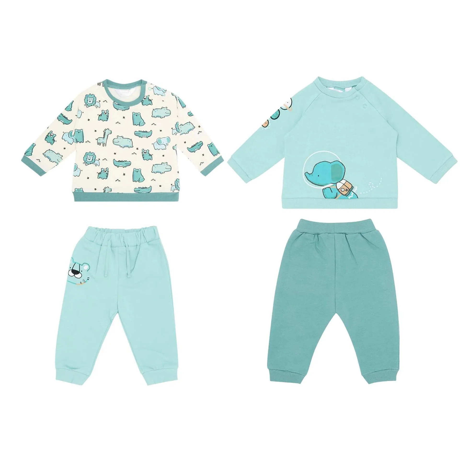 4 piece Animal Top and Bottoms Set