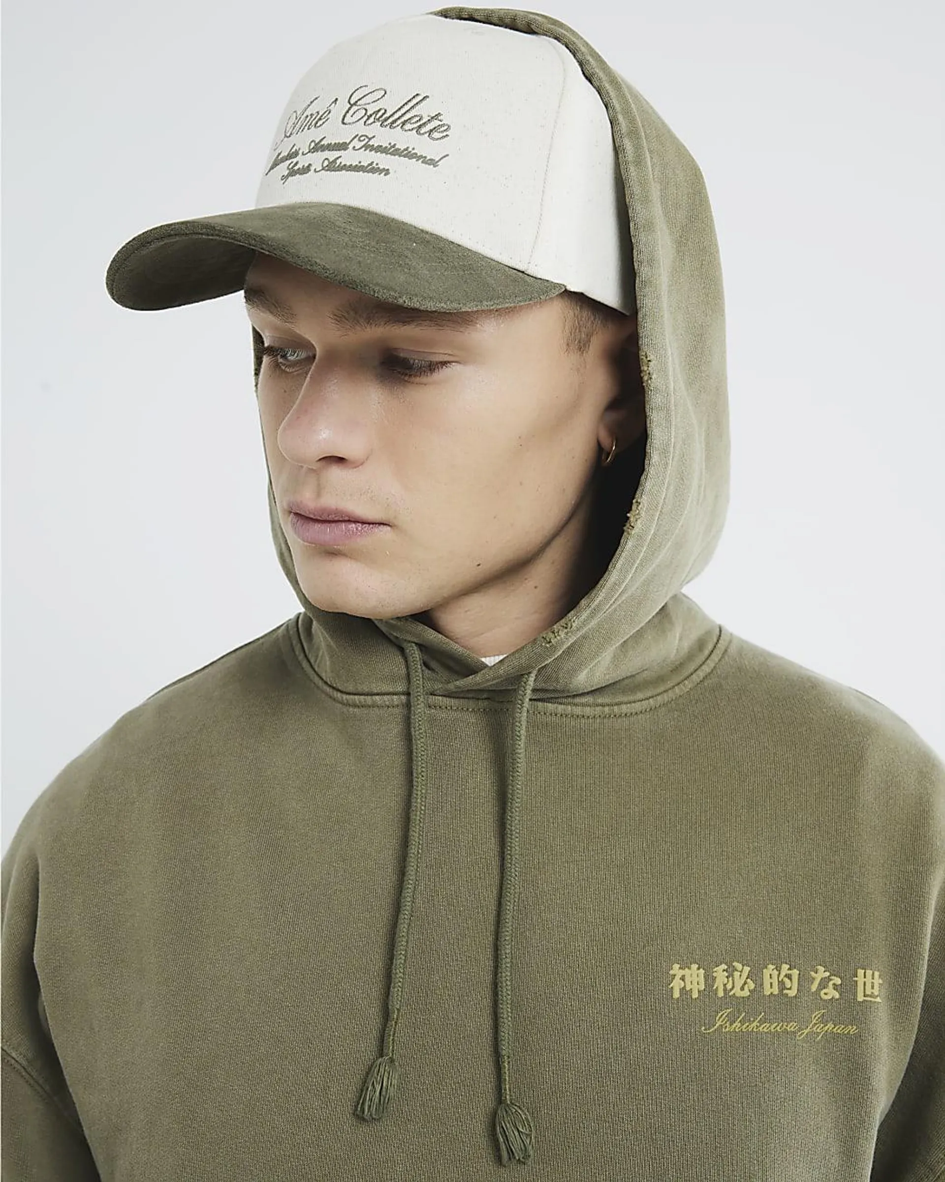 Khaki Regular Fit Long Sleeve Dragon Hoodie