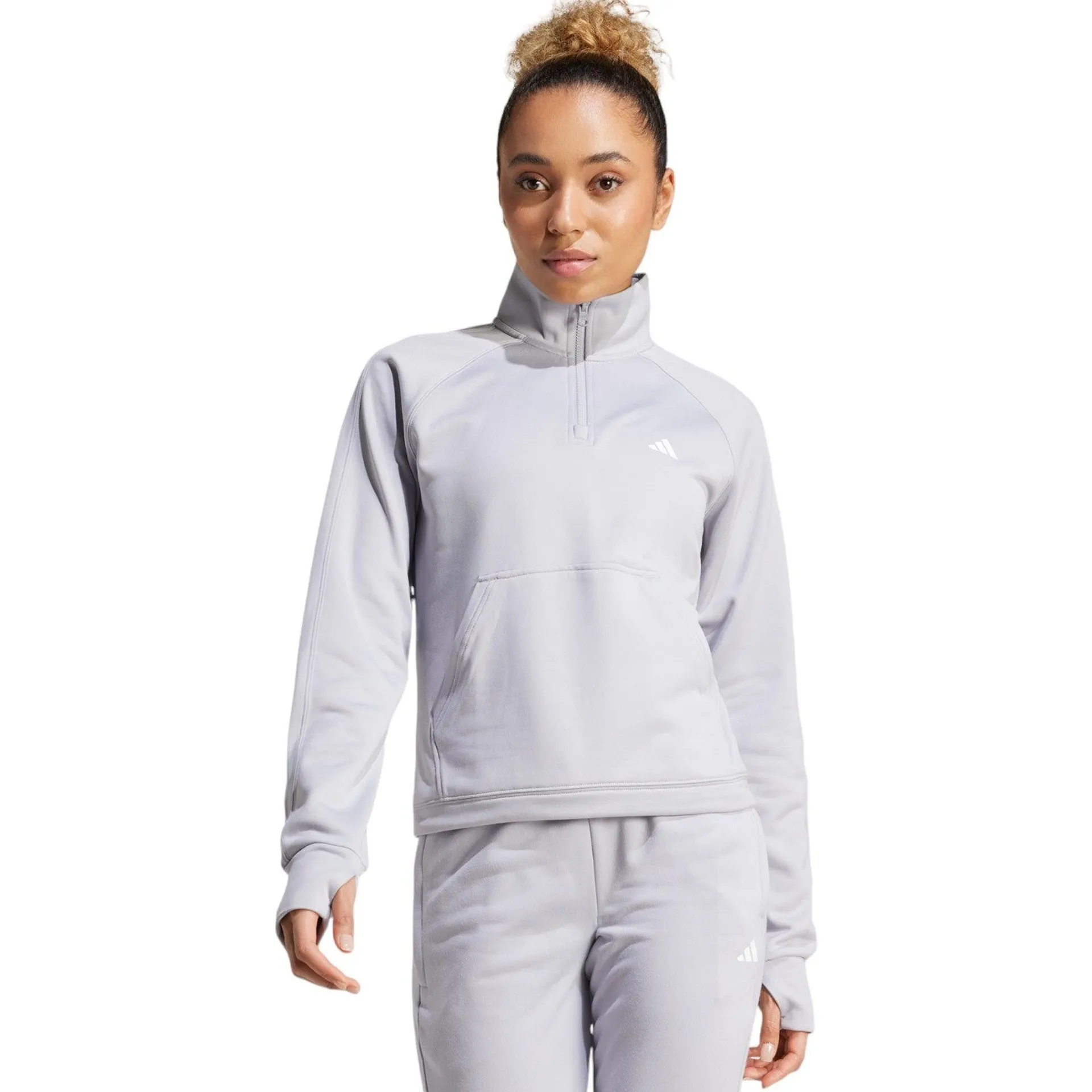 adidas Game & Go Womens Quarter-Zip Fleece Workout Top