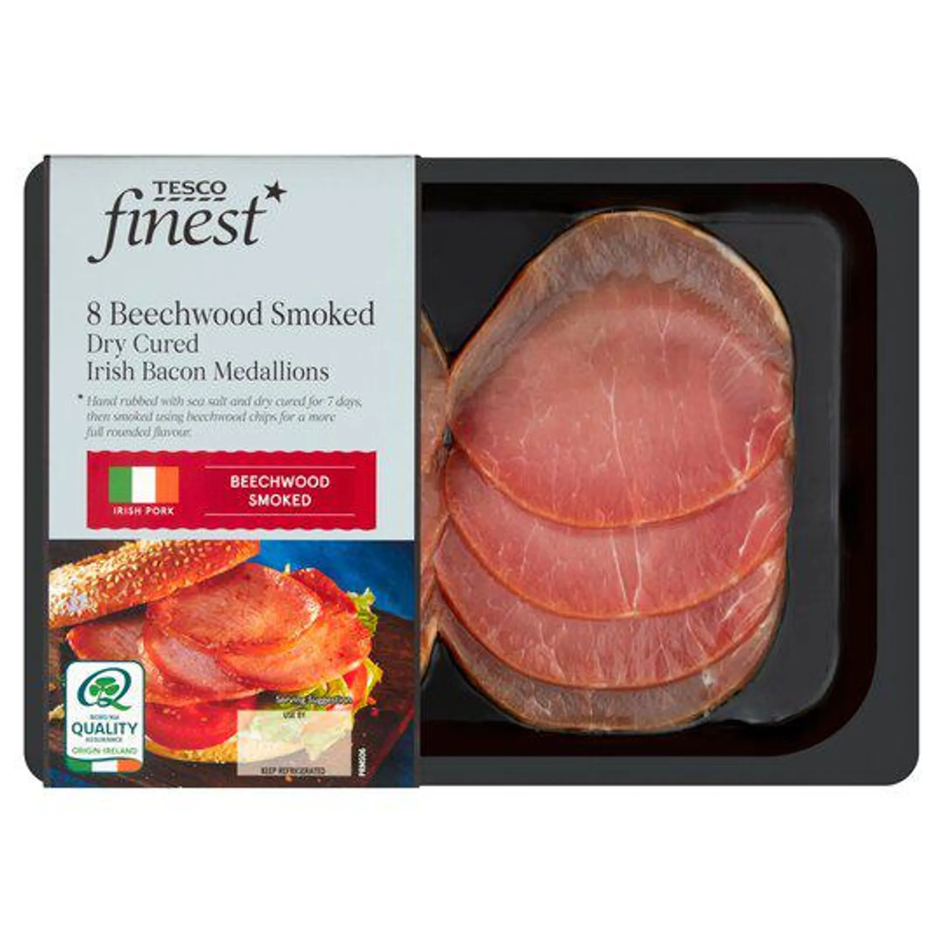 Tesco Finest* Dry Cured Beech Smoked Irish Medallions 240G