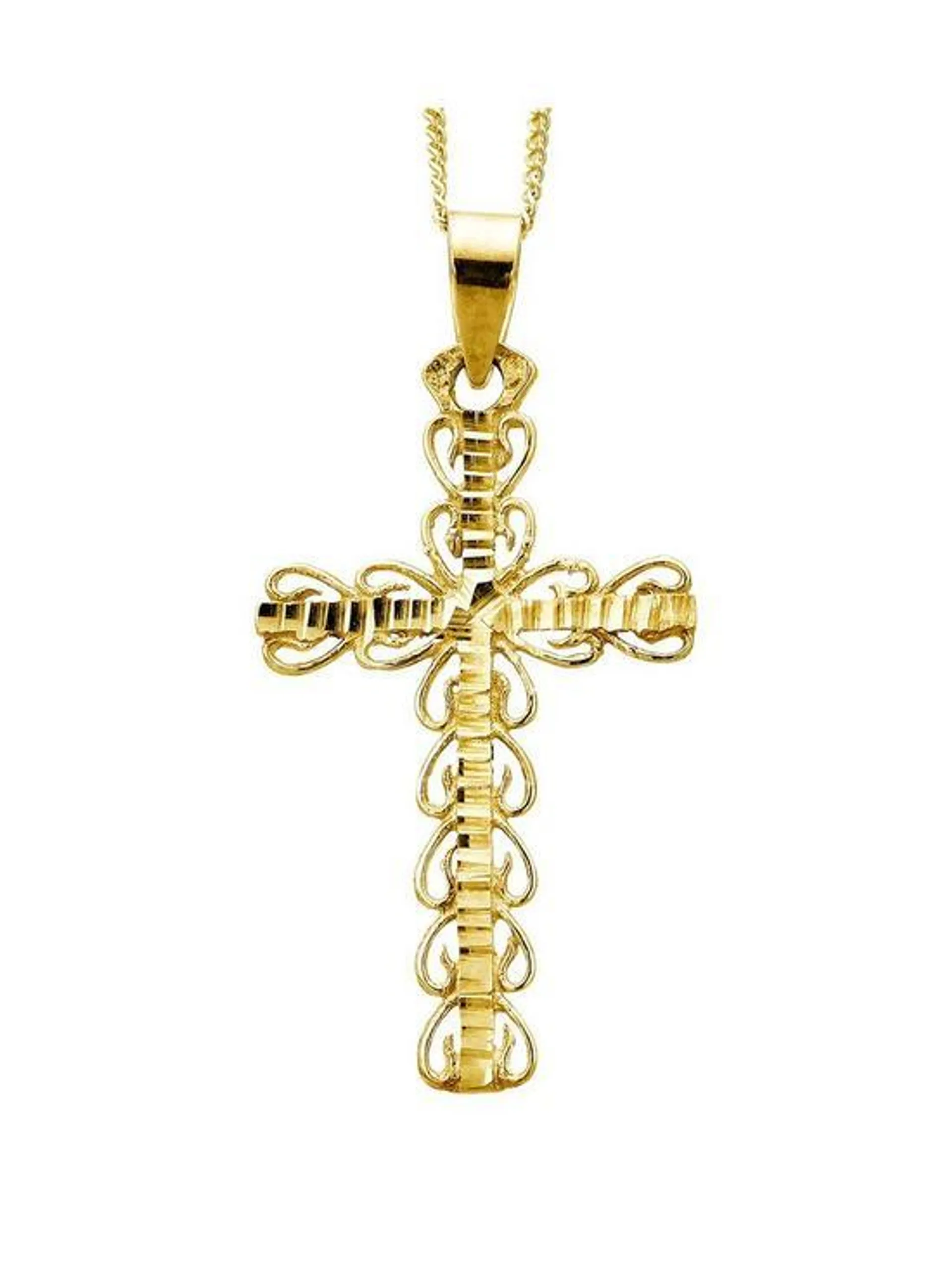 9ct Gold Fancy Cross Pendant Necklace