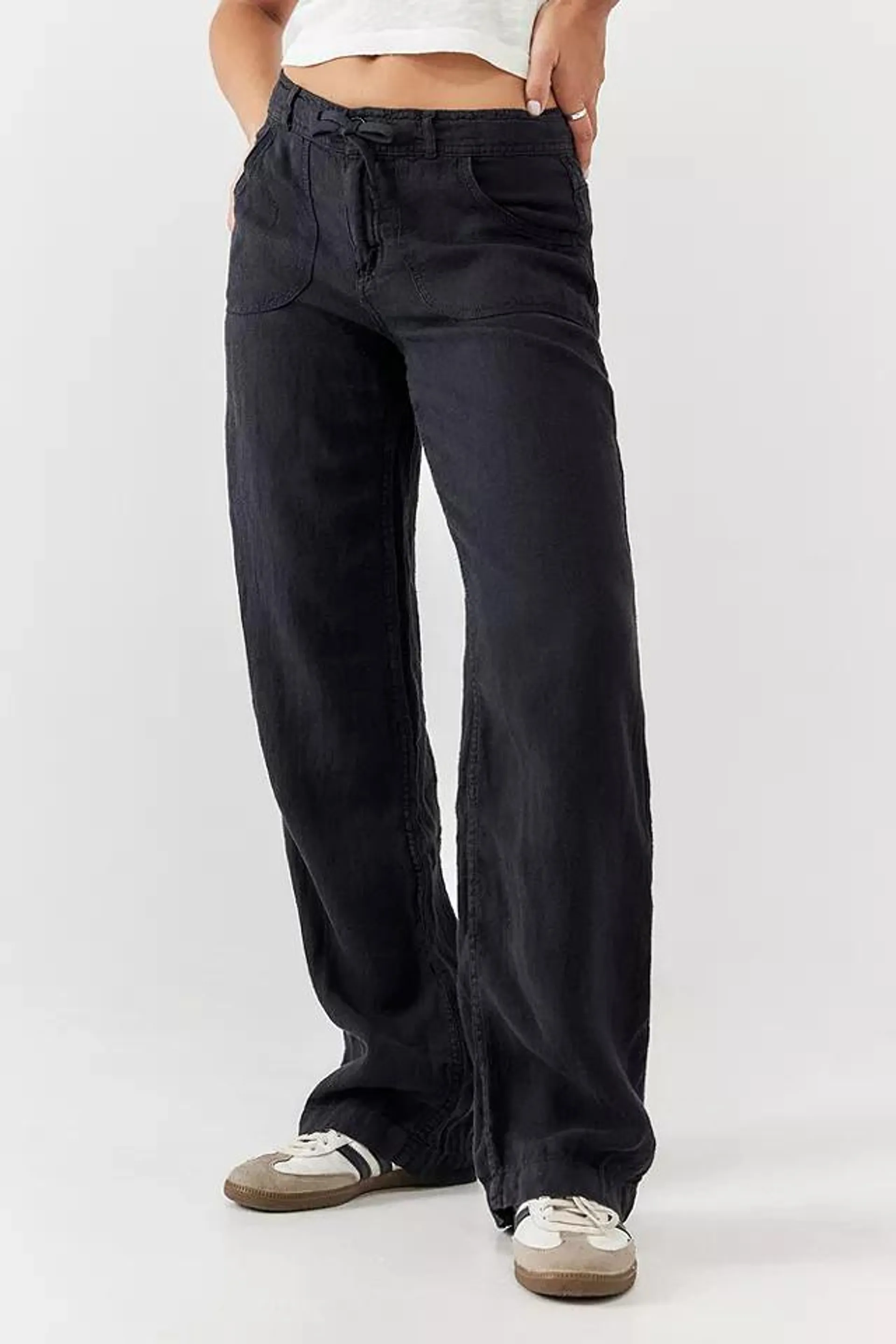 BDG Black Five-Pocket Linen Pants