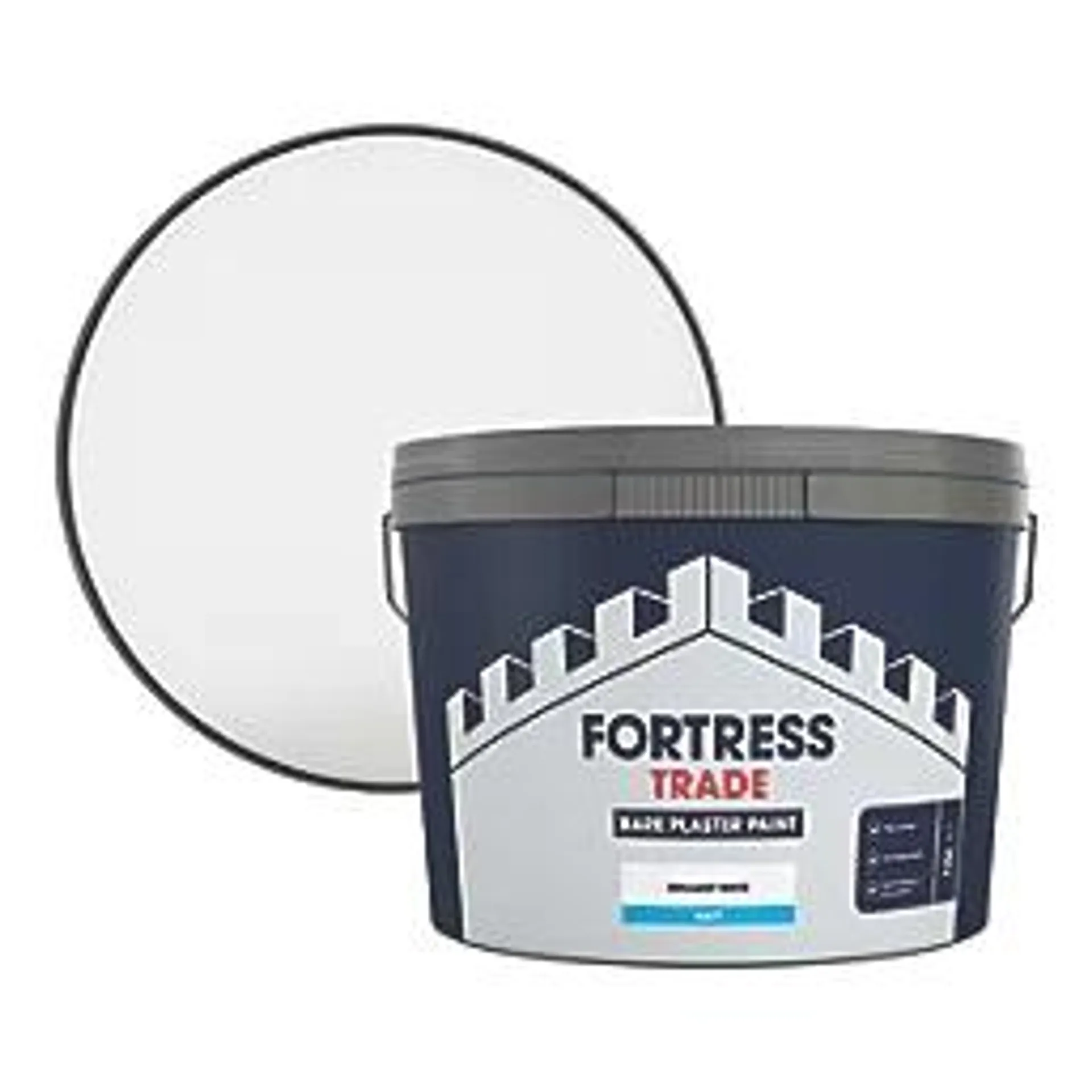 Fortress Trade Matt Brilliant White Emulsion Bare Plaster Paint 10Ltr