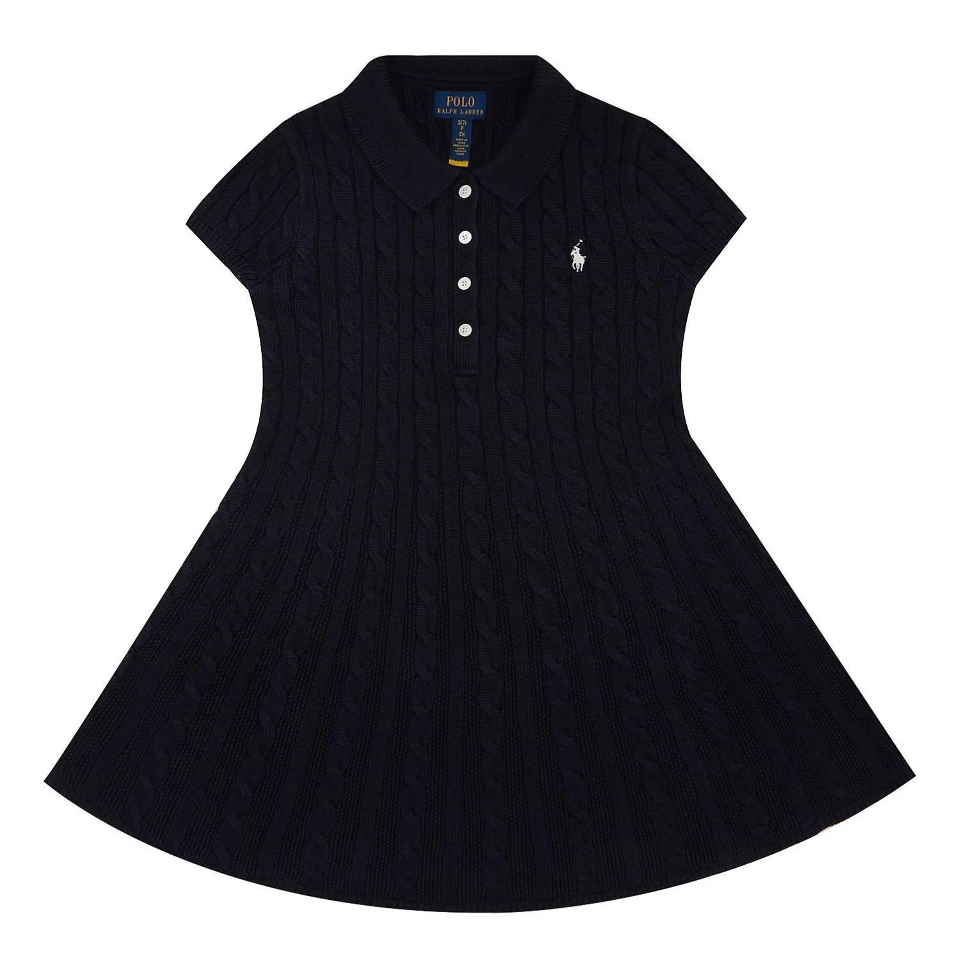 Cable-Knit Cotton Polo Sweater Dress