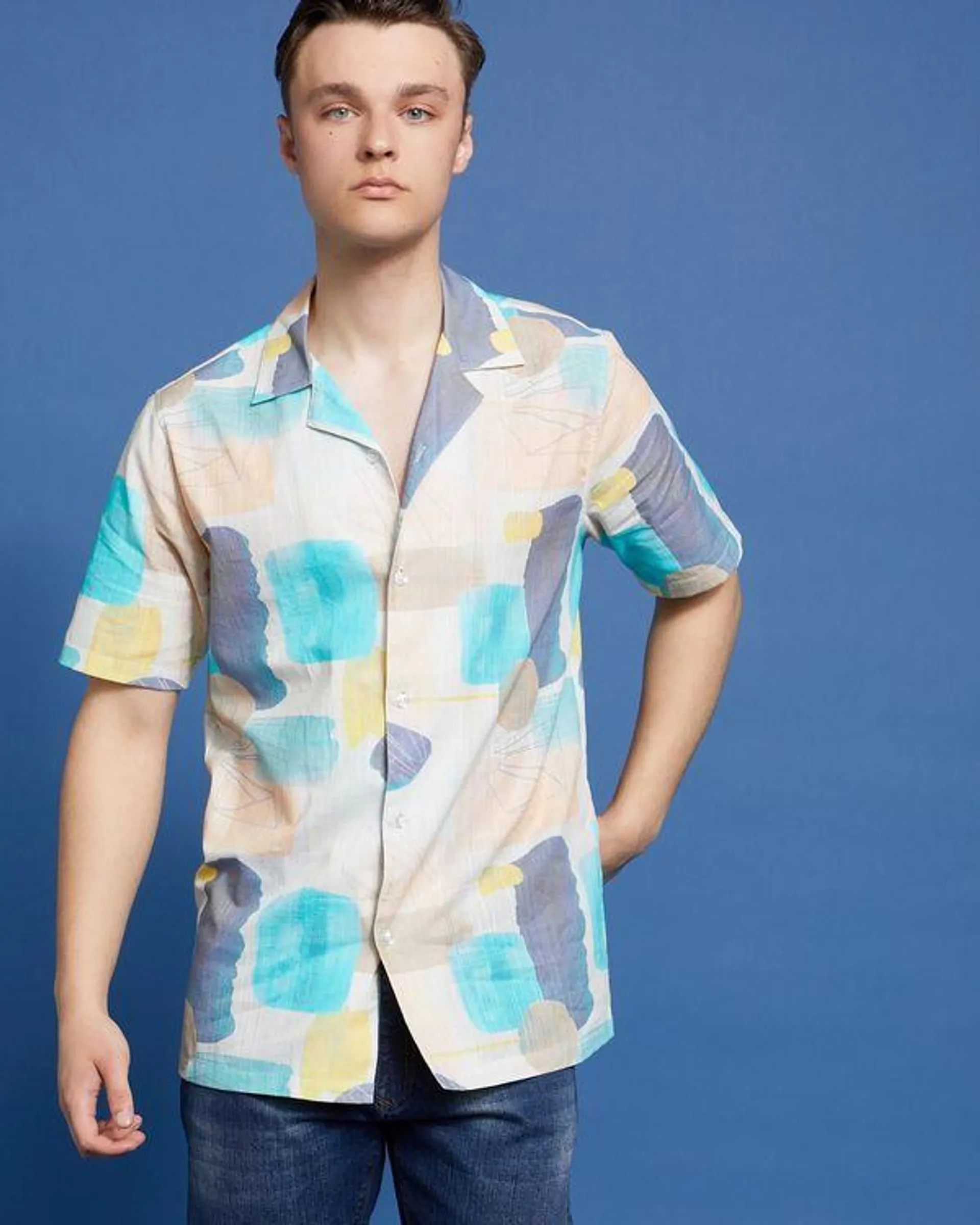 Paul Galvin Stand Print Cotton Shirt