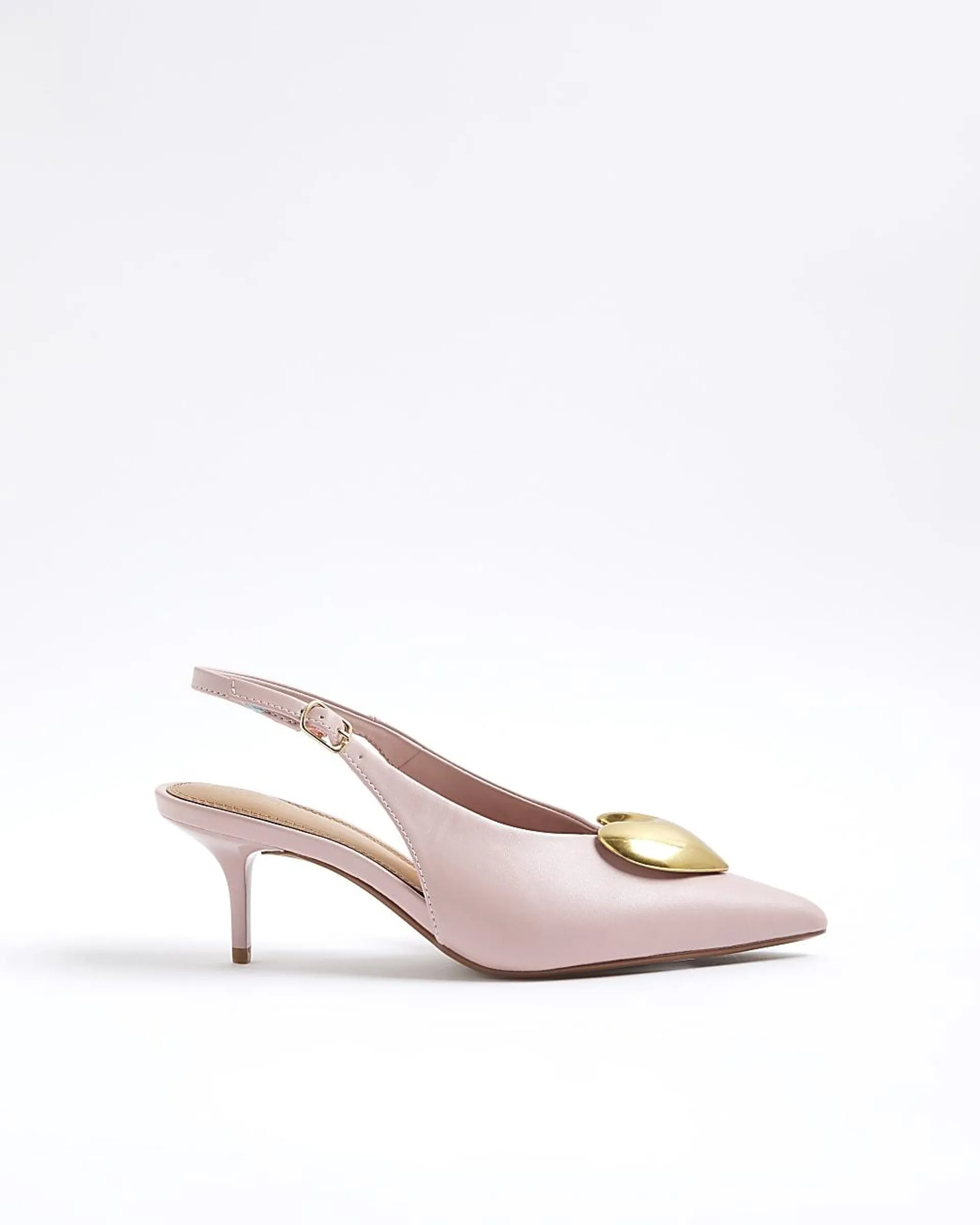 Pink Heart Detail Court Heels