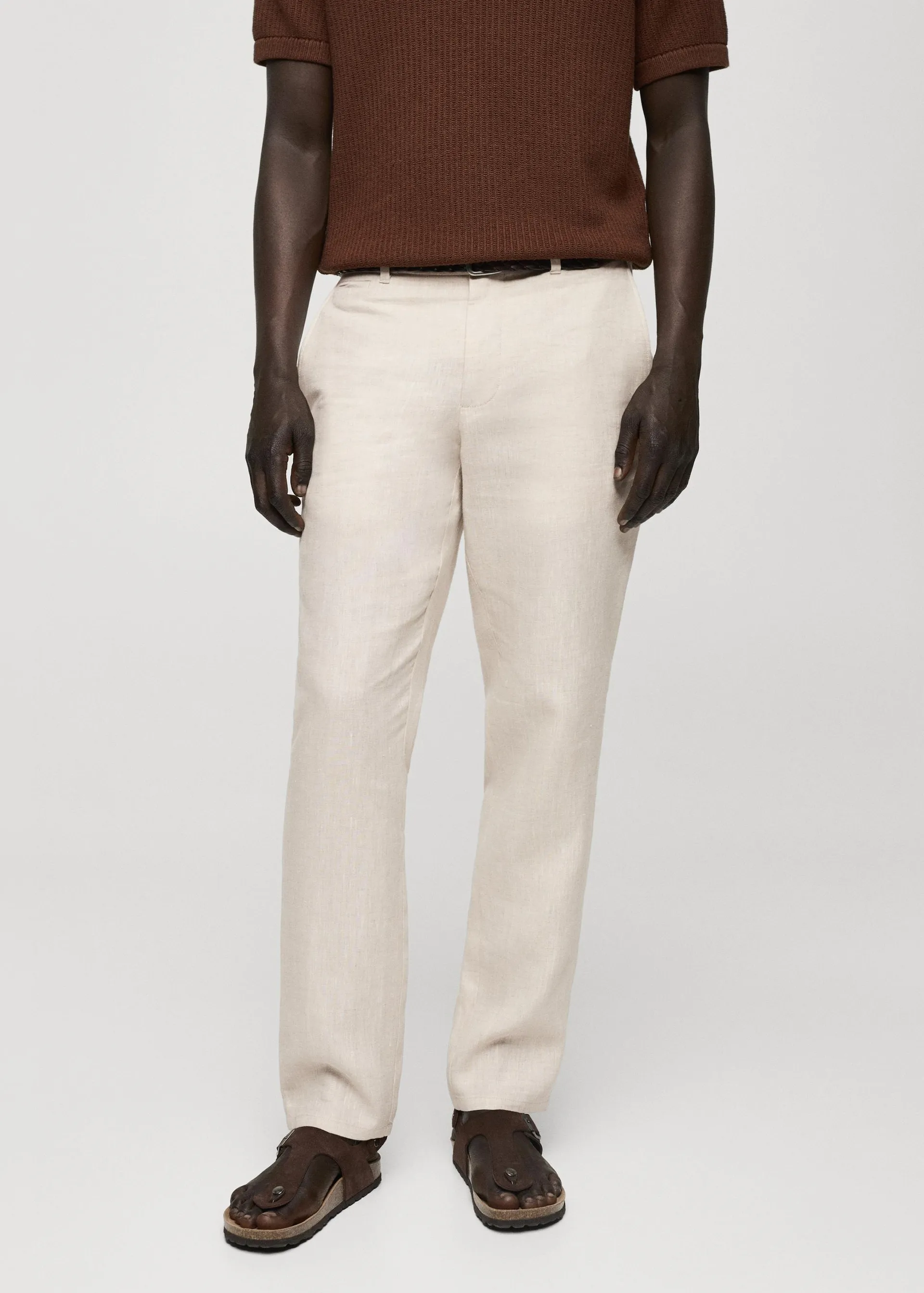 Slim-fit 100% linen trousers