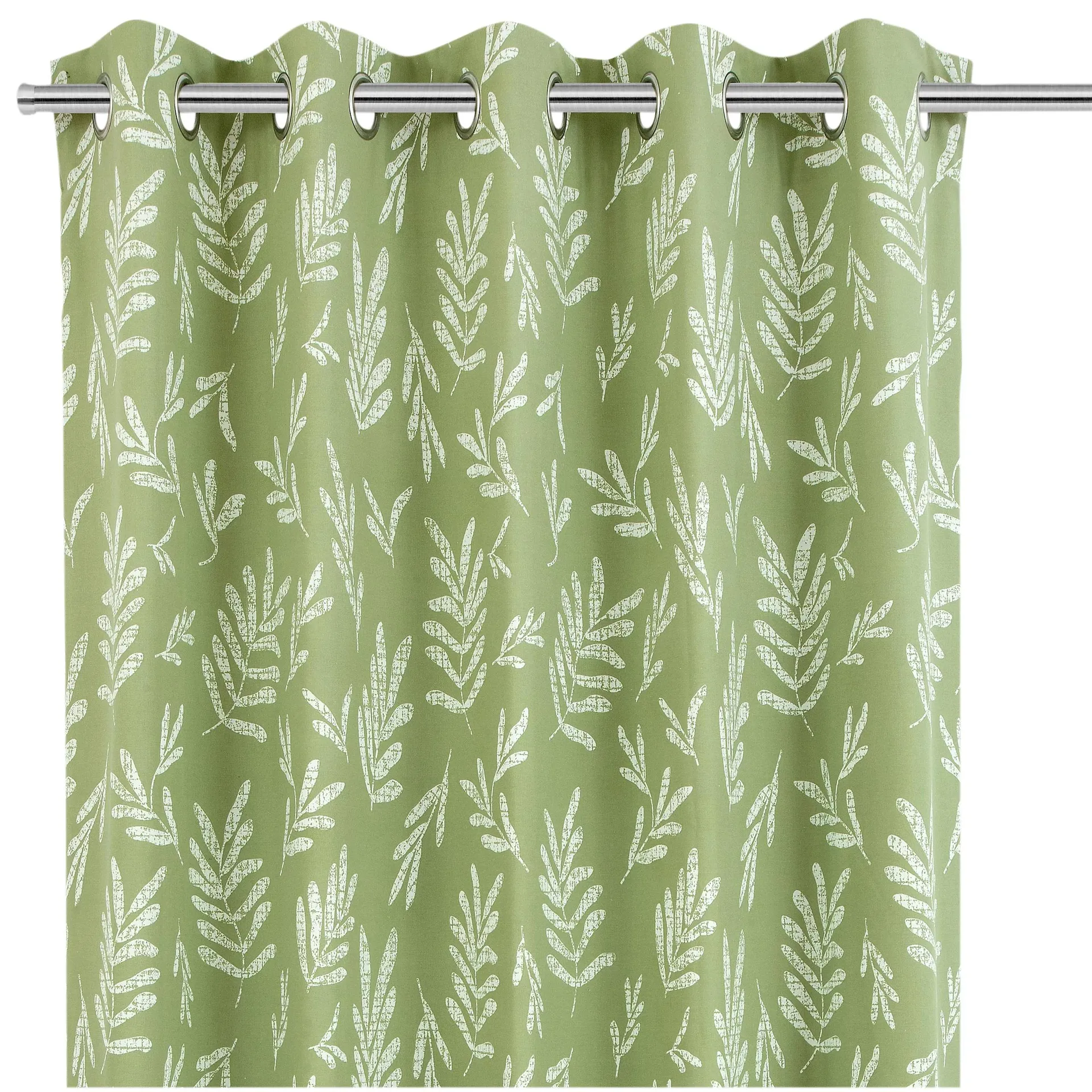 Nedin Light green Printed leaves Lined Eyelet Curtain (W)167cm (L)183cm, Pair