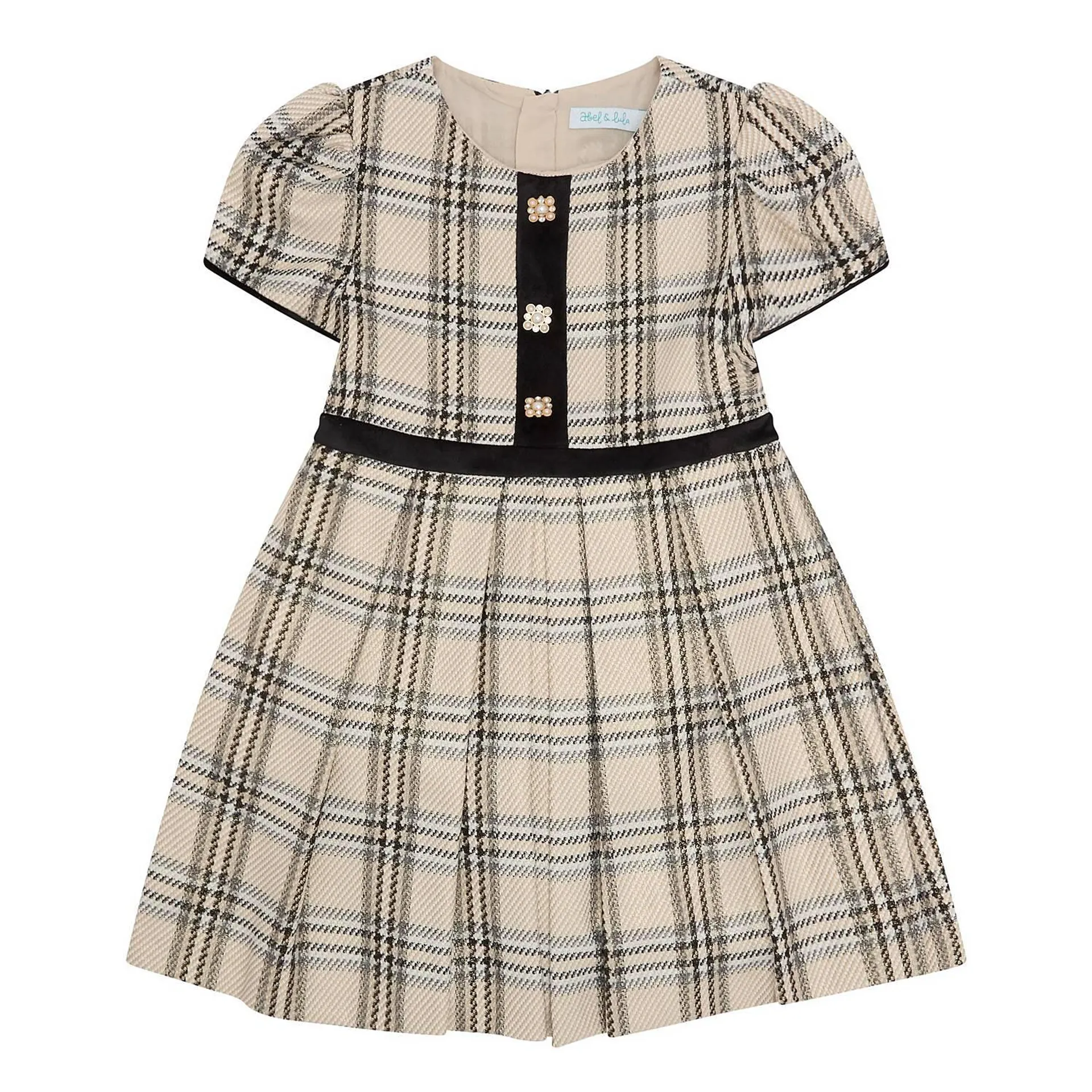Check Button Embellished Dress