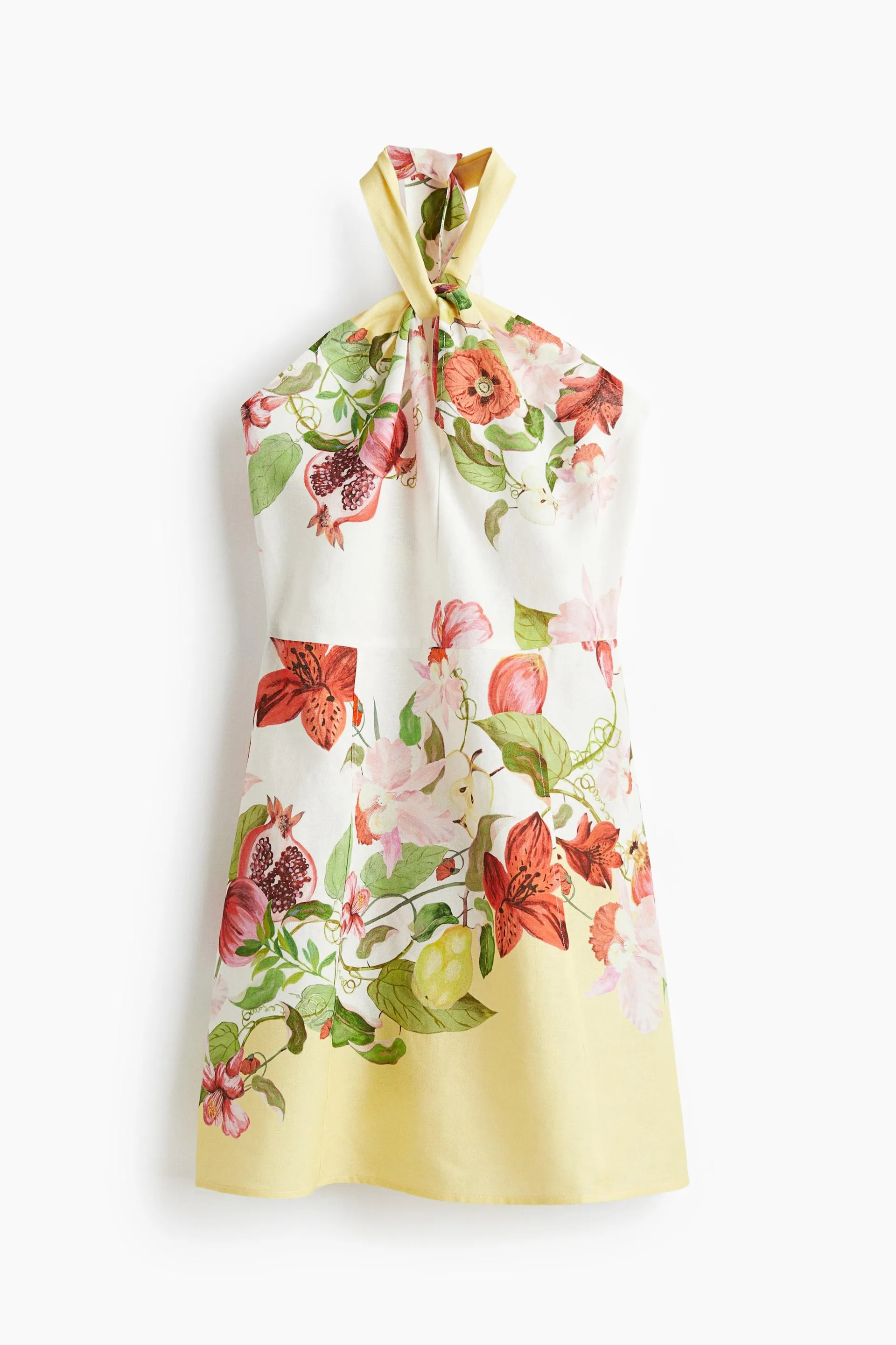 Linen-blend halterneck dress