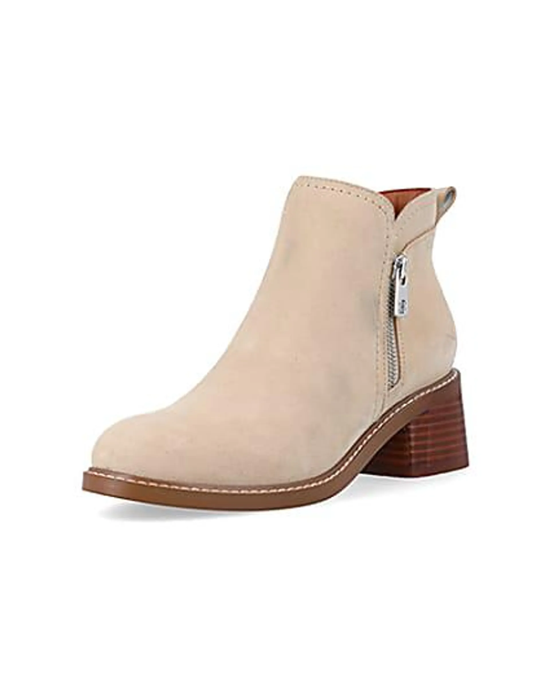 Stone suede heeled ankle boots