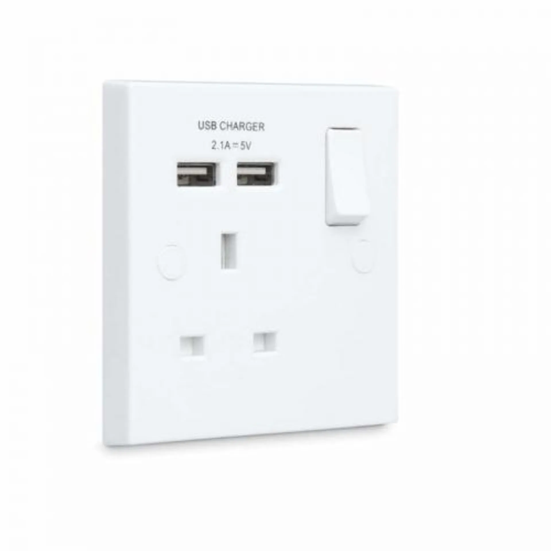 MAINS WALL SOCKET WITH 2X USB PORTS