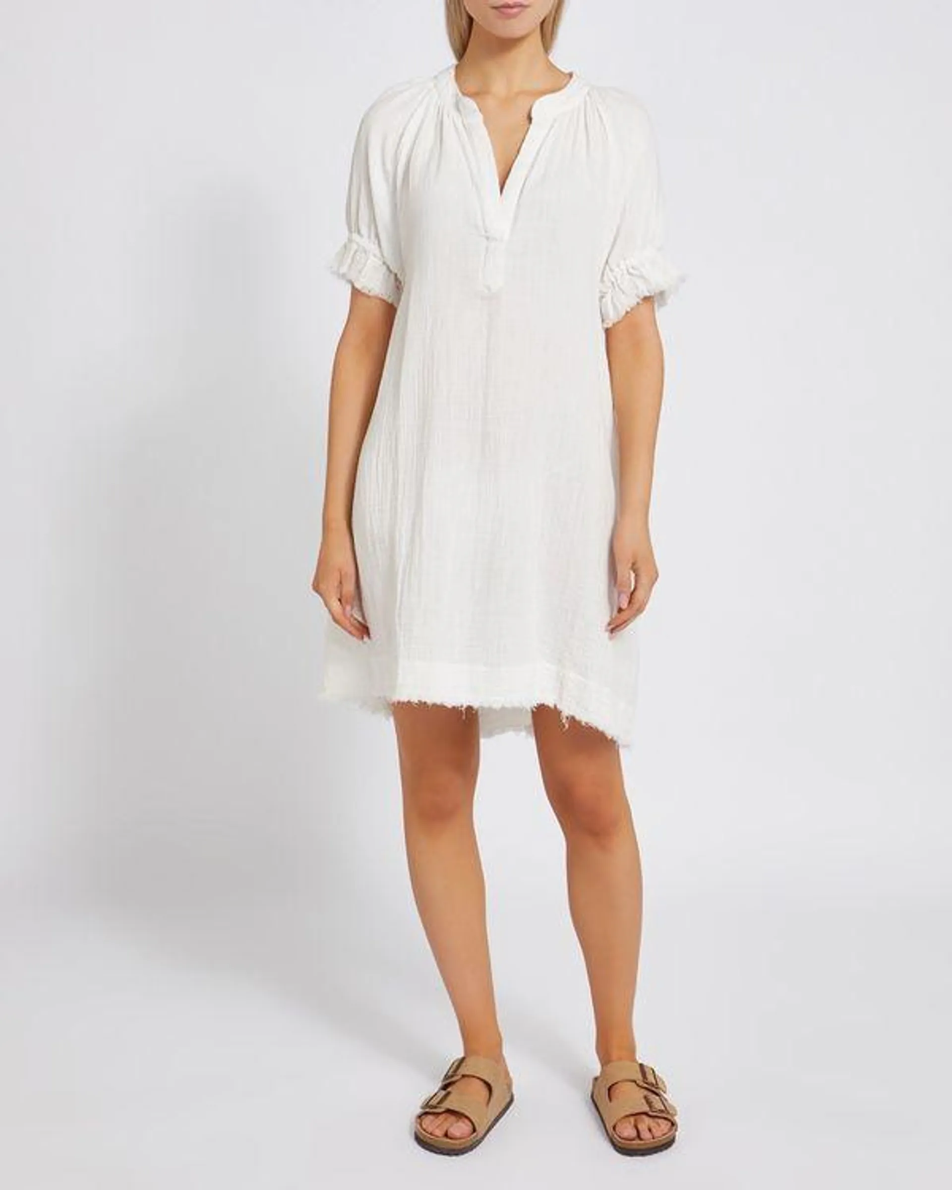 Double Cloth Cotton Short Dress