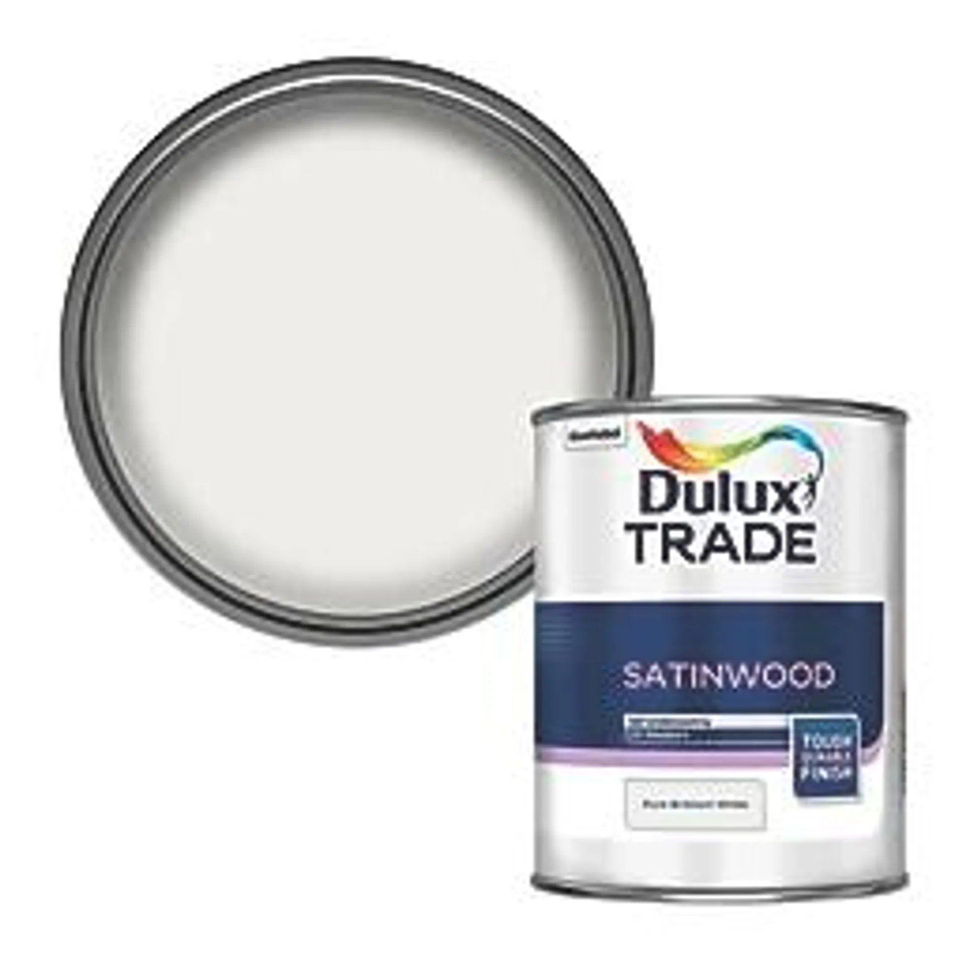 Dulux Trade Satin Pure Brilliant White Trim Paint 1Ltr