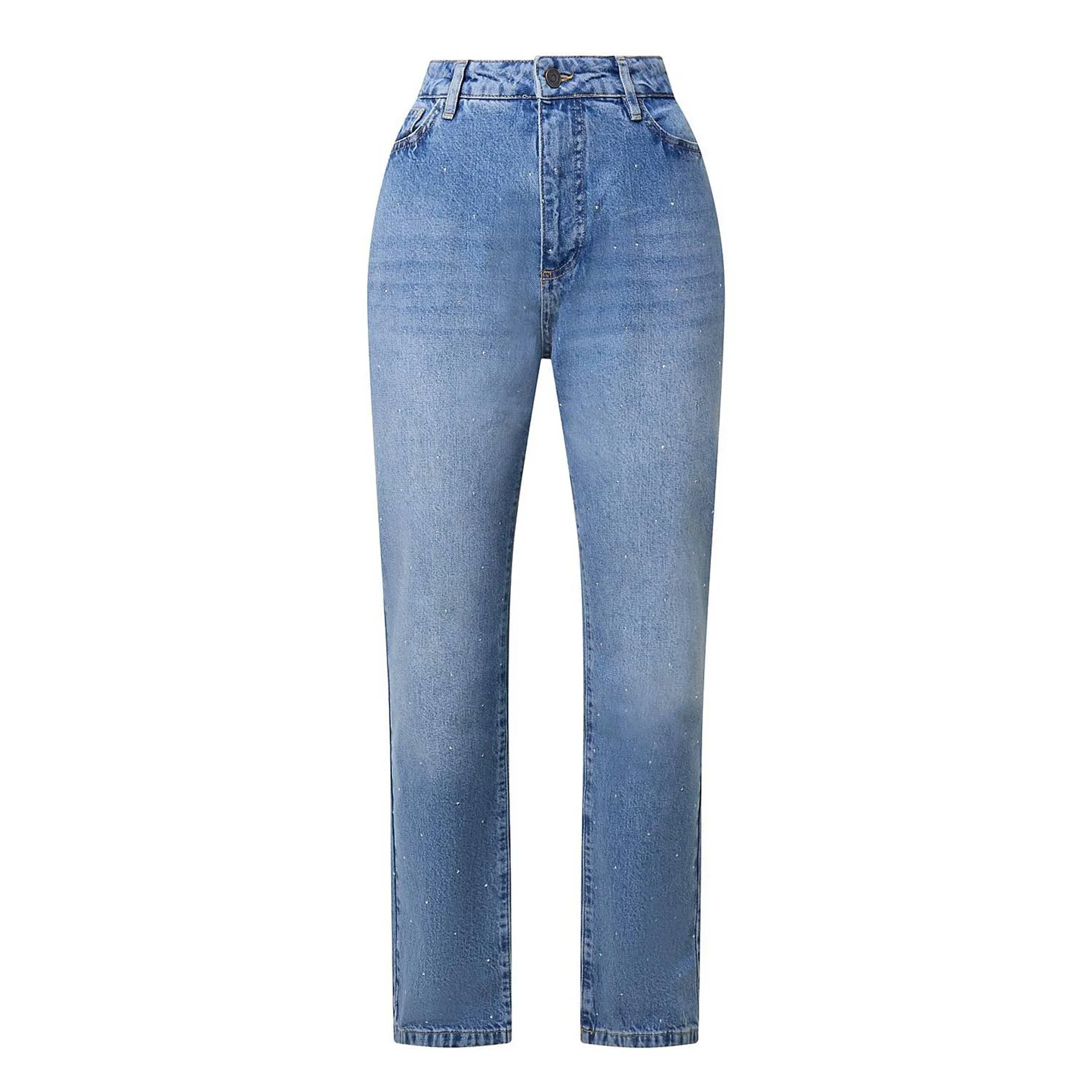 High-Rise Tapered Glitter Jeans