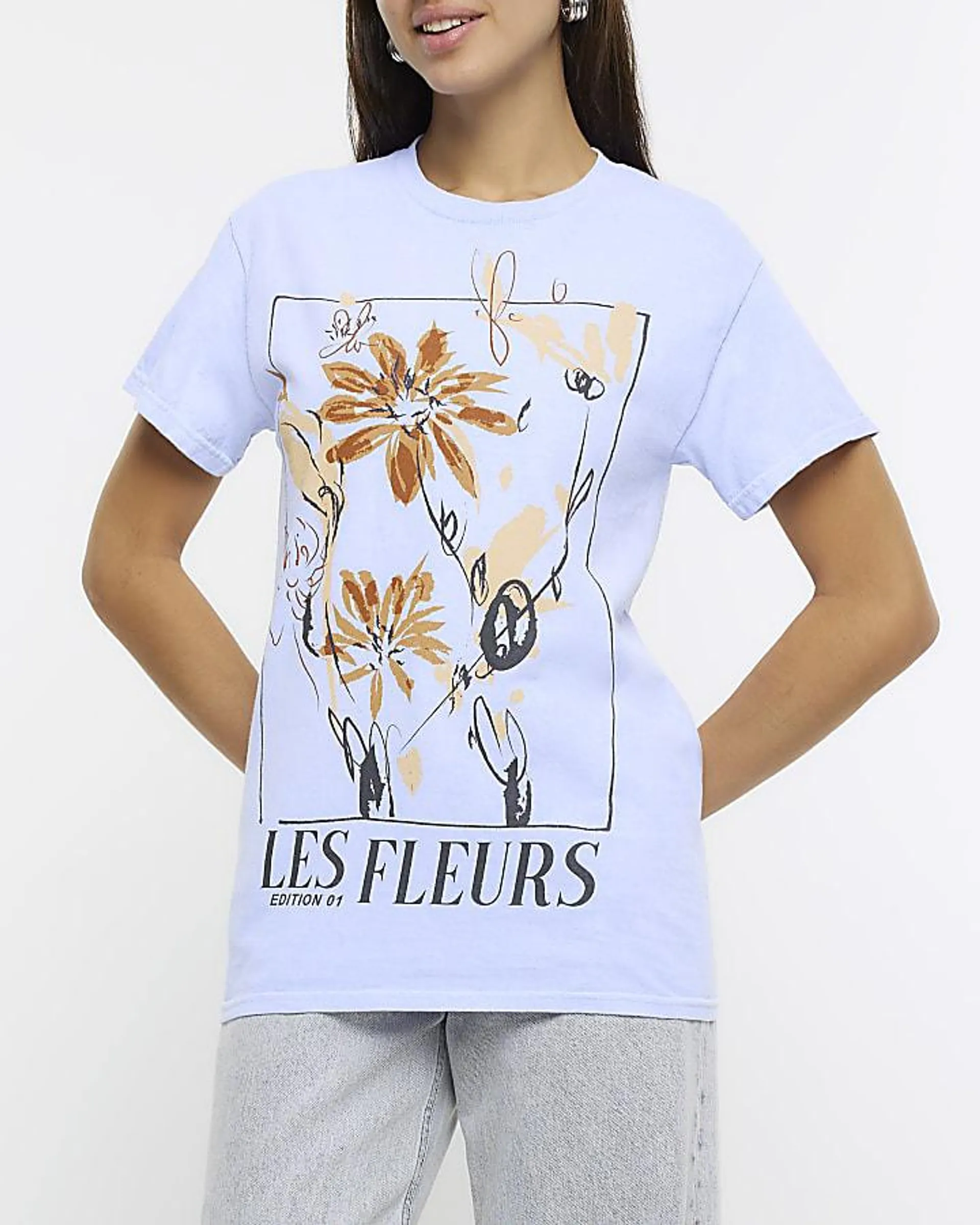 Purple floral graphic t-shirt