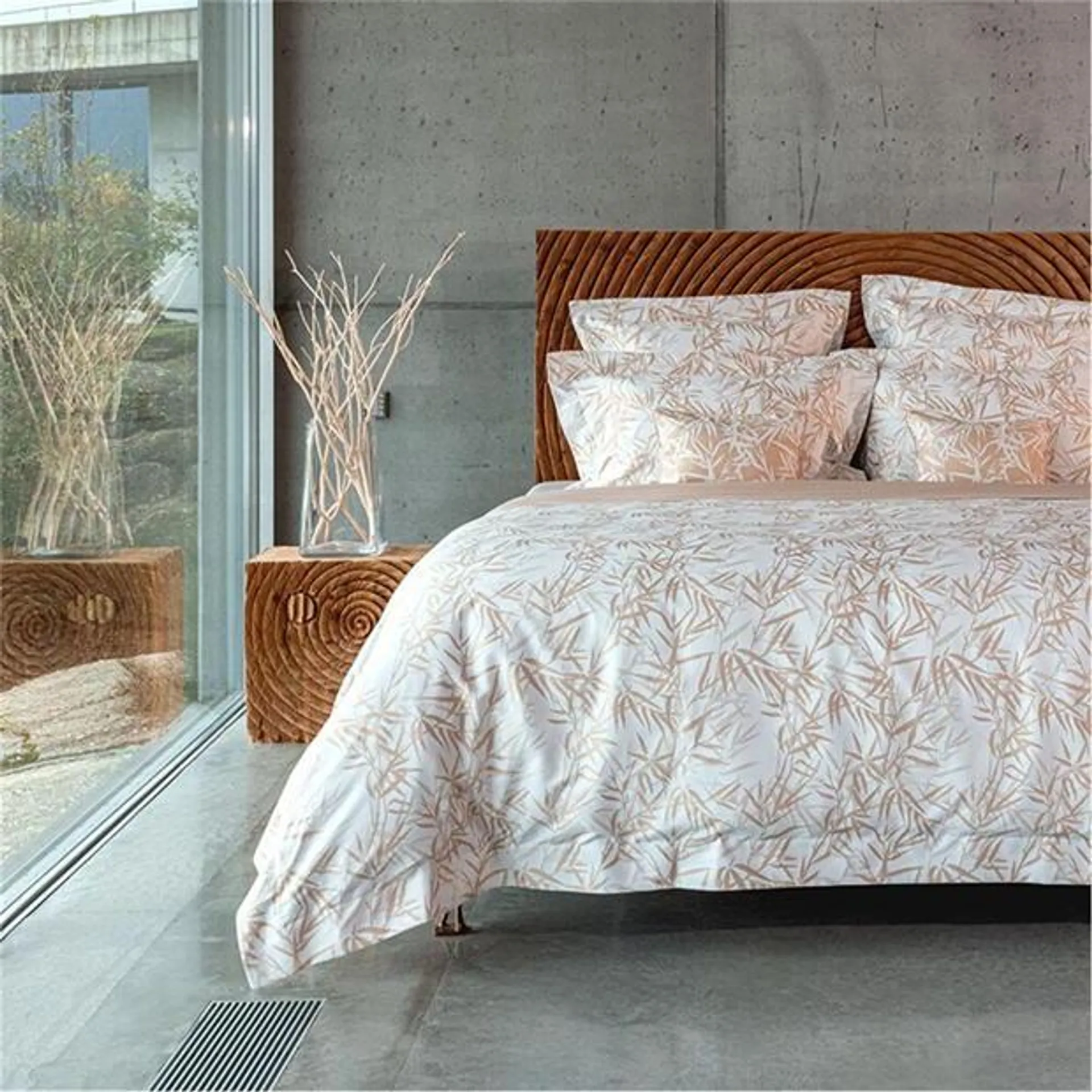 Bamboo Egyptian Cotton and Silk Duvet Cover Set - Powder