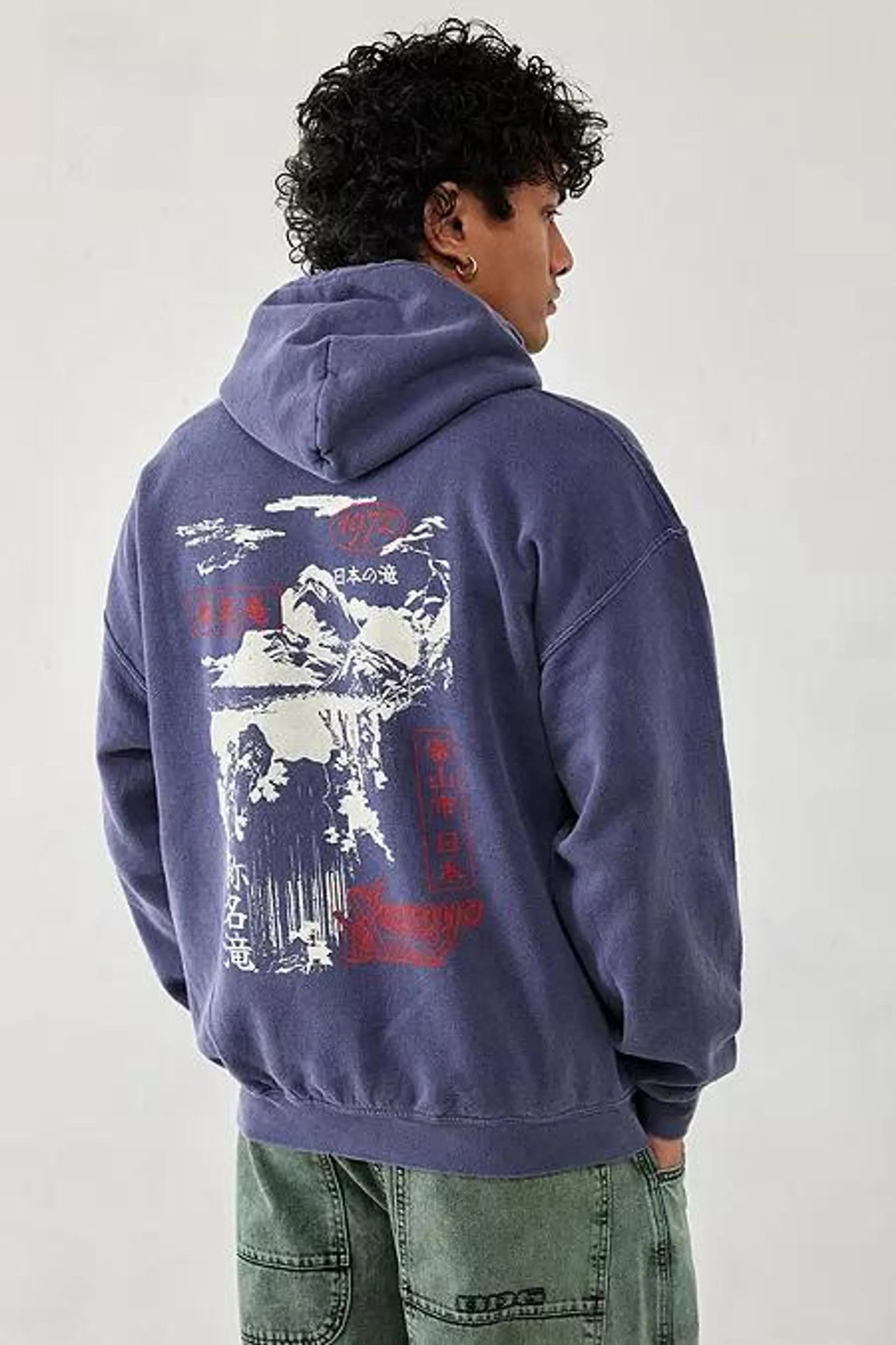 UO Blue Japanese Mountain Hoodie