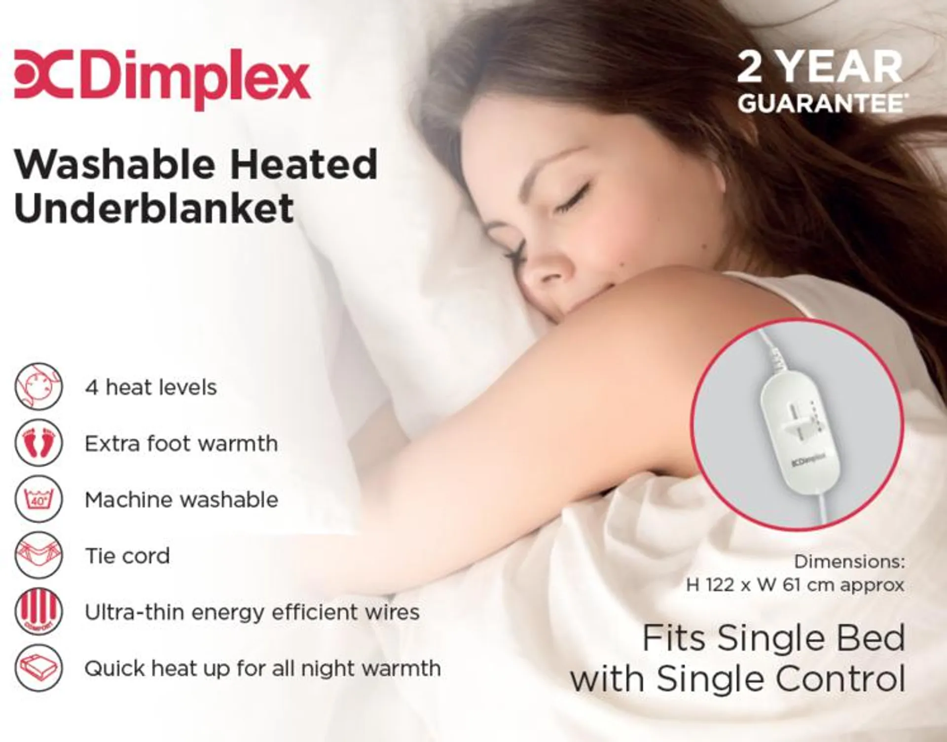 Dimplex Single Washable Heated Underblanket | DUB1001