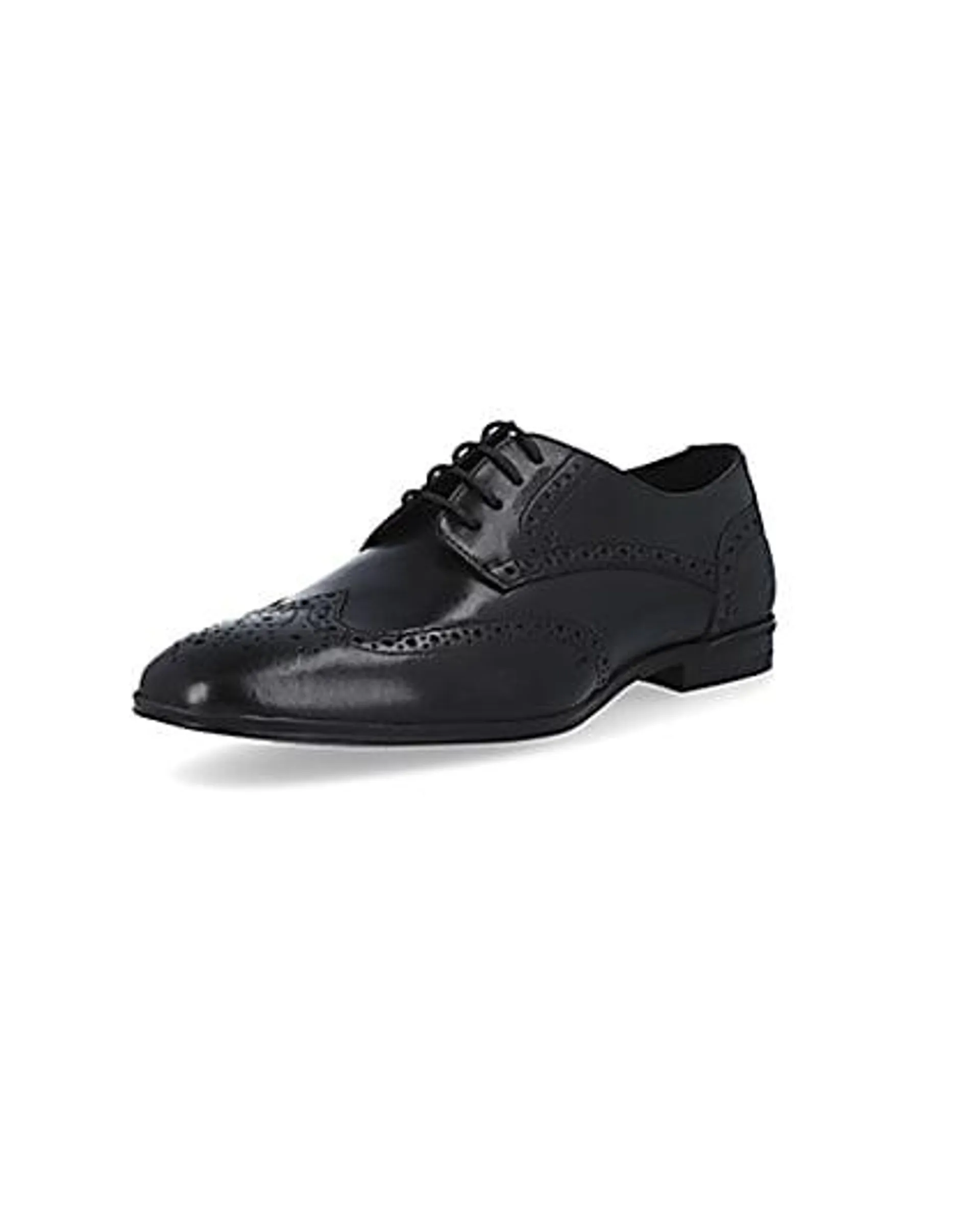 Black wide fit leather derby shoes