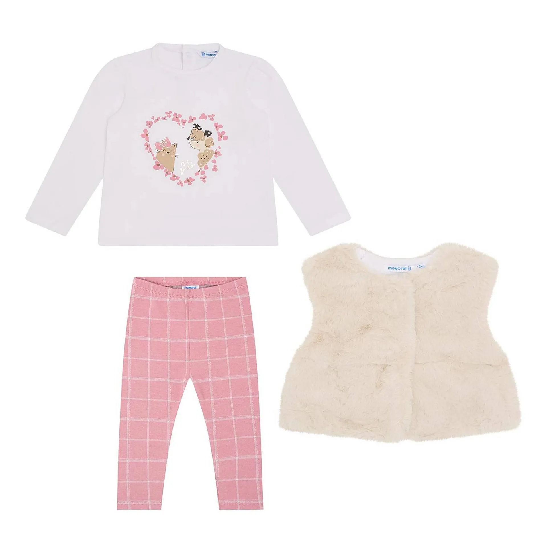 Three-Piece Long-Sleeved Top, Leggings & Gilet Set