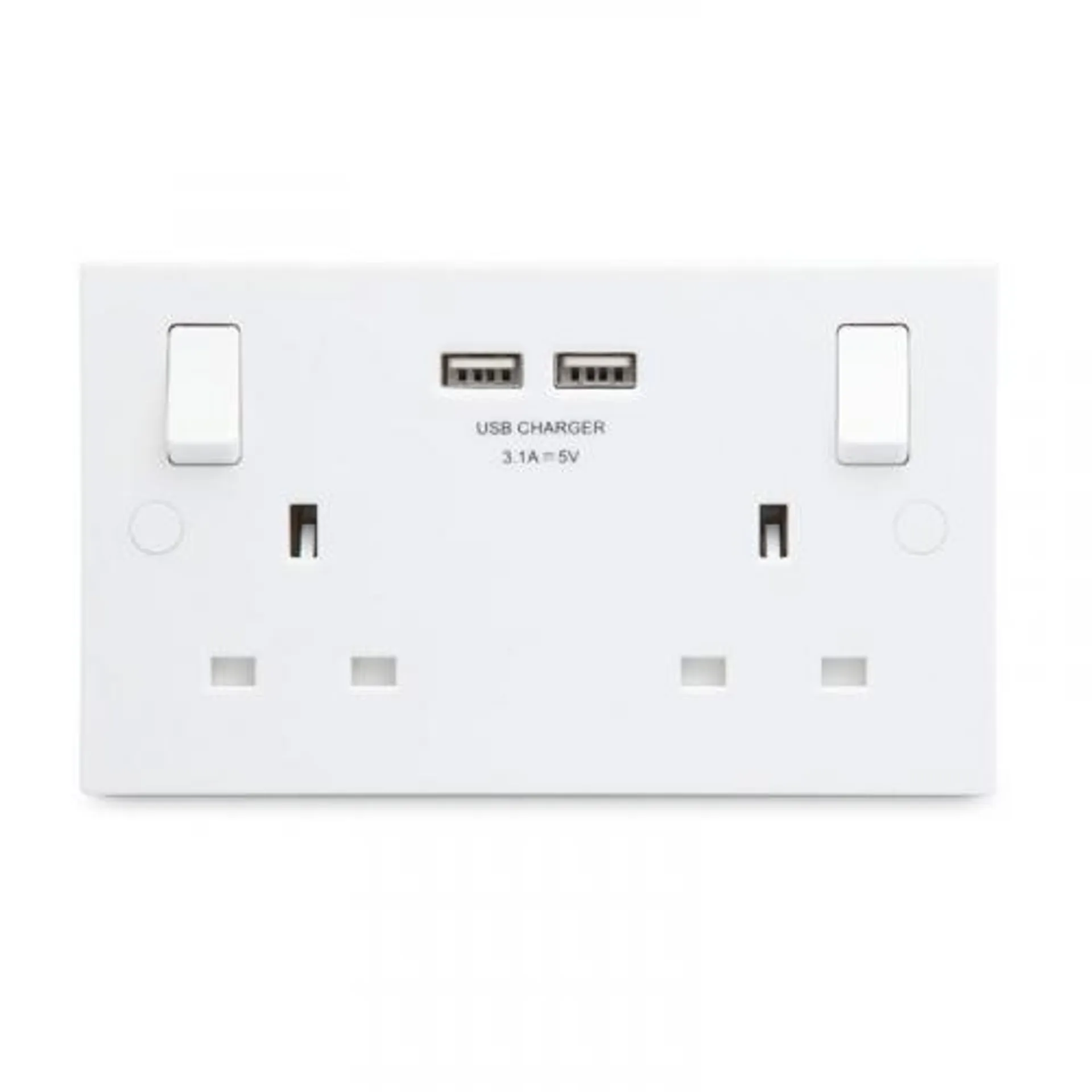 DFE TWIN MAINS WALL SOCKET WITH 2X USB PORTS