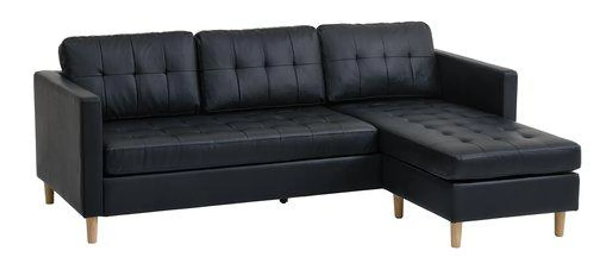 Sofa FALSLEV Chaiselongue schwarzes Kunstleder