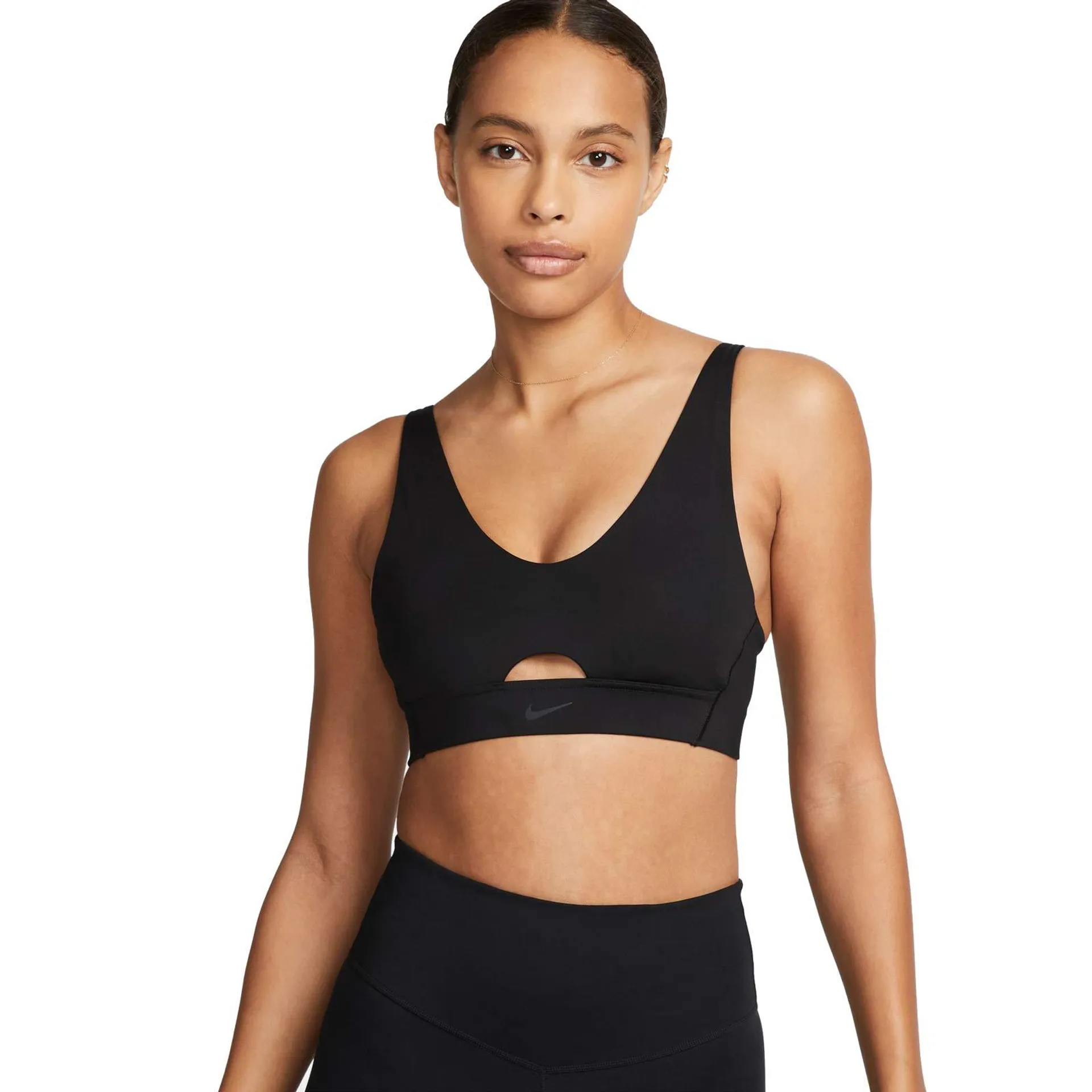 NIKE INDY PLUNGE CUTOUT WOMENS MEDIUM-SUPPORT PADDED SPORTS BRA