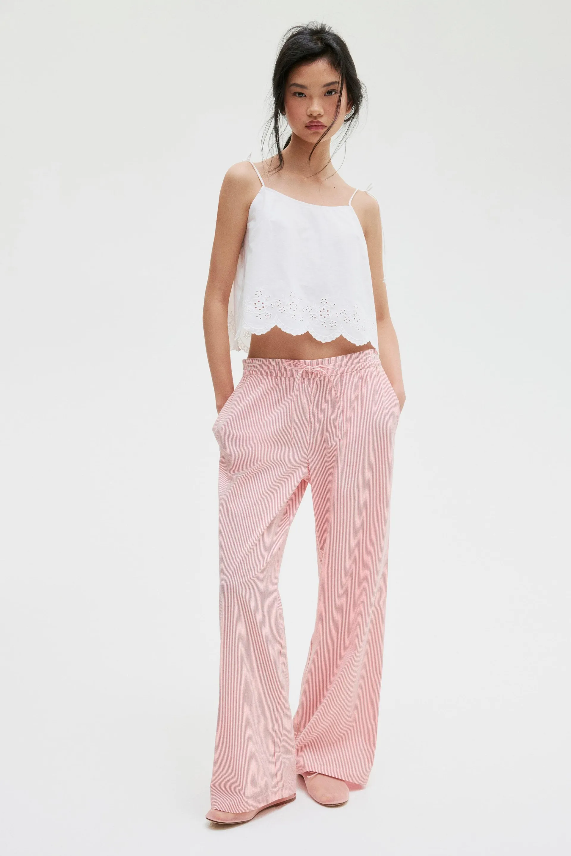 Seersucker drawstring trousers
