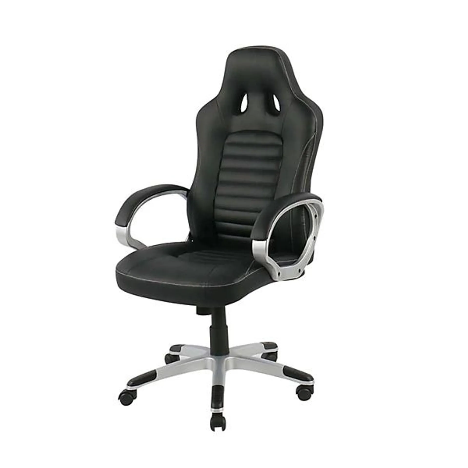 Thunya Black Faux leather effect Gaming chair (H)1280mm (W)660mm (D)670mm