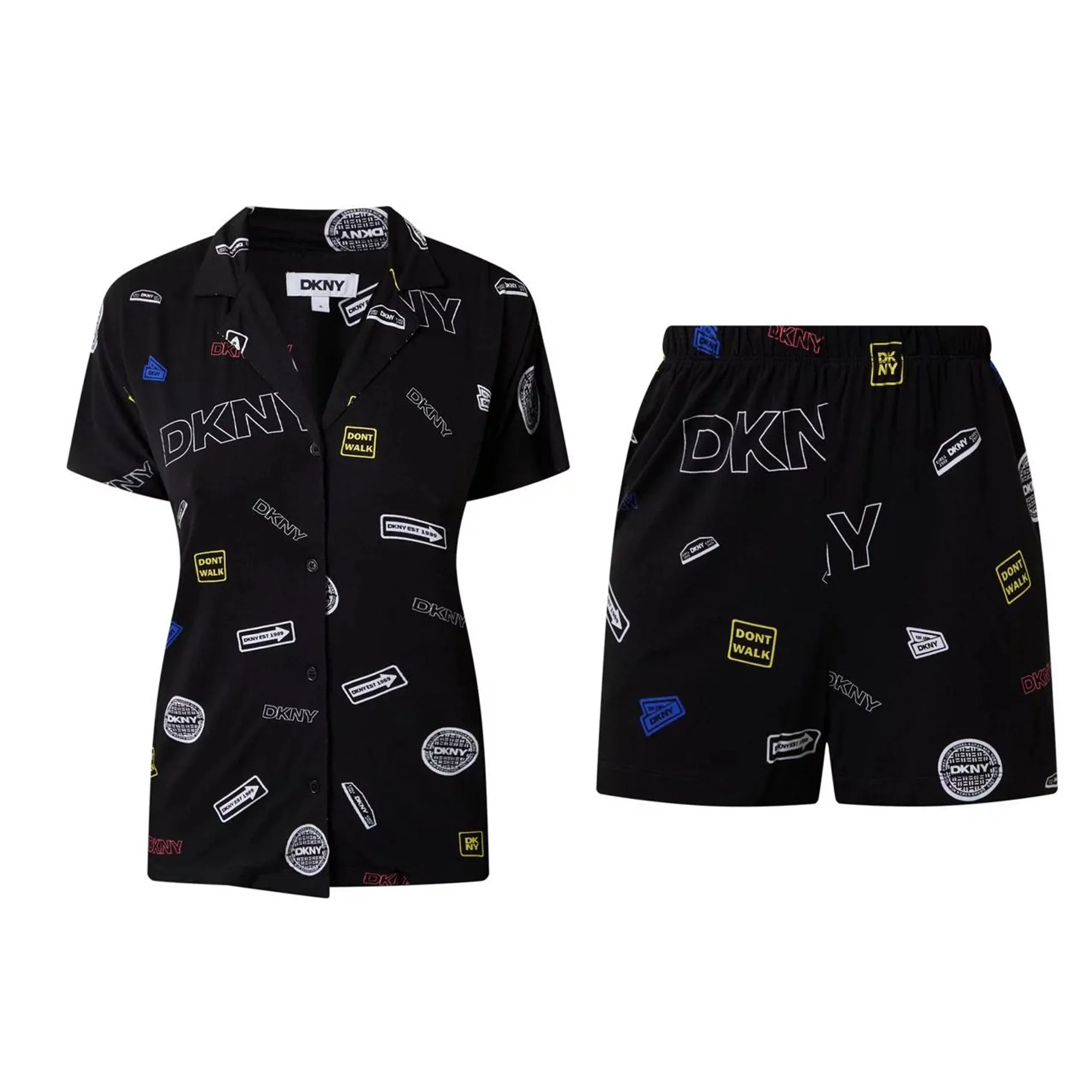 New in DKNY Logo Badge Print Top & Shorts Pyjama Set €89.00
