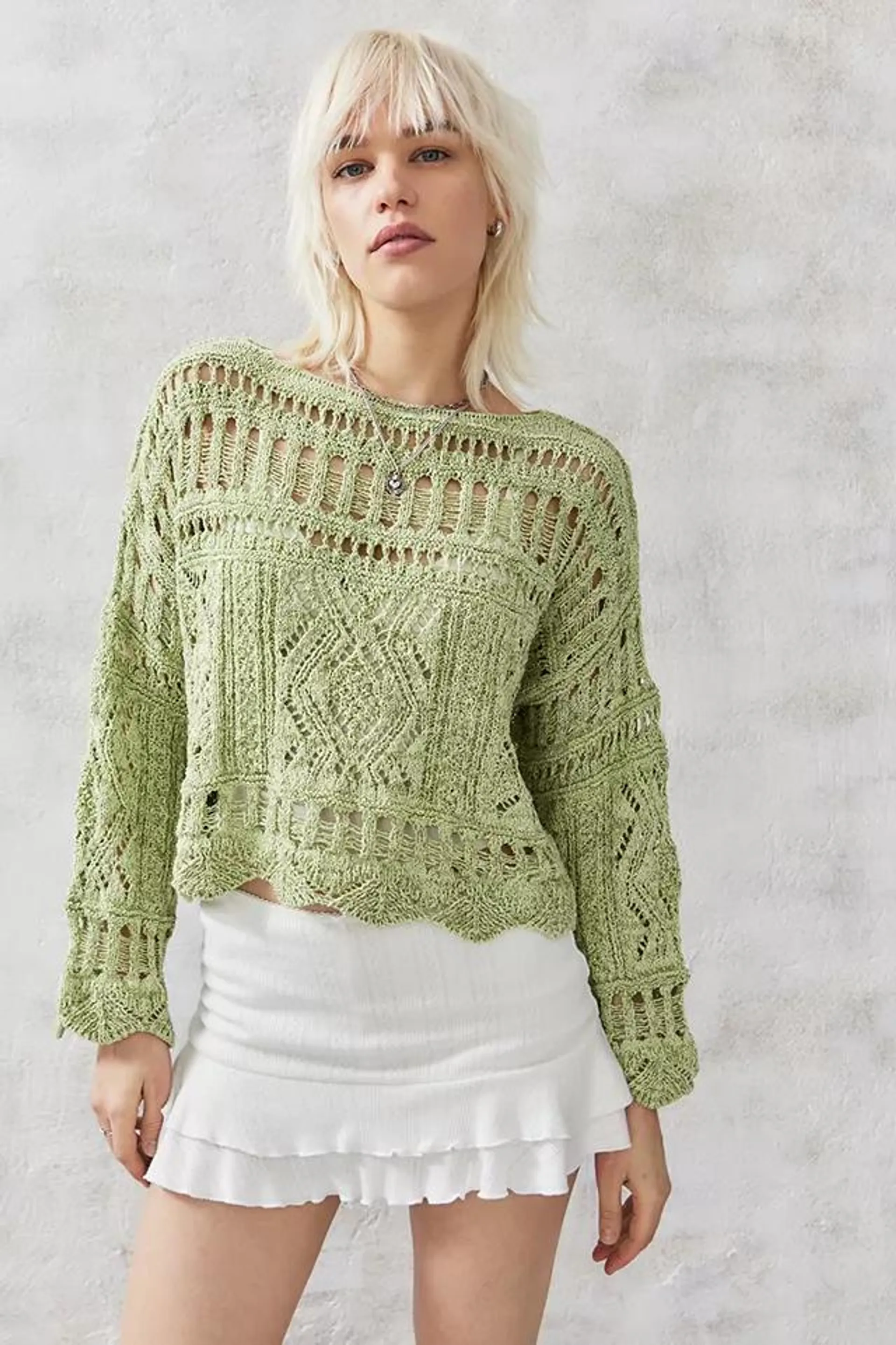 UO Slub Open Stitch Jumper