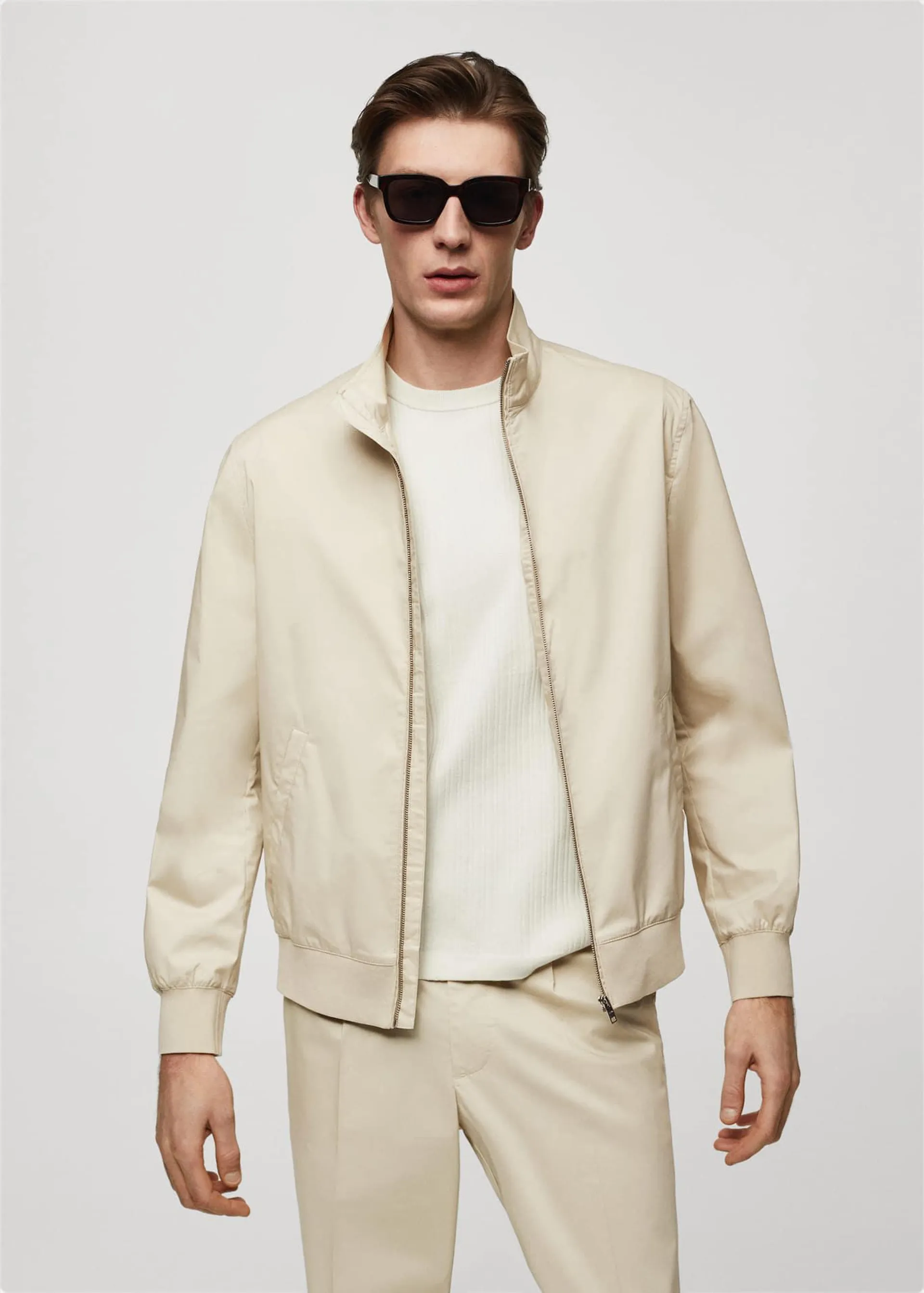 Stretch cotton jacket with zip