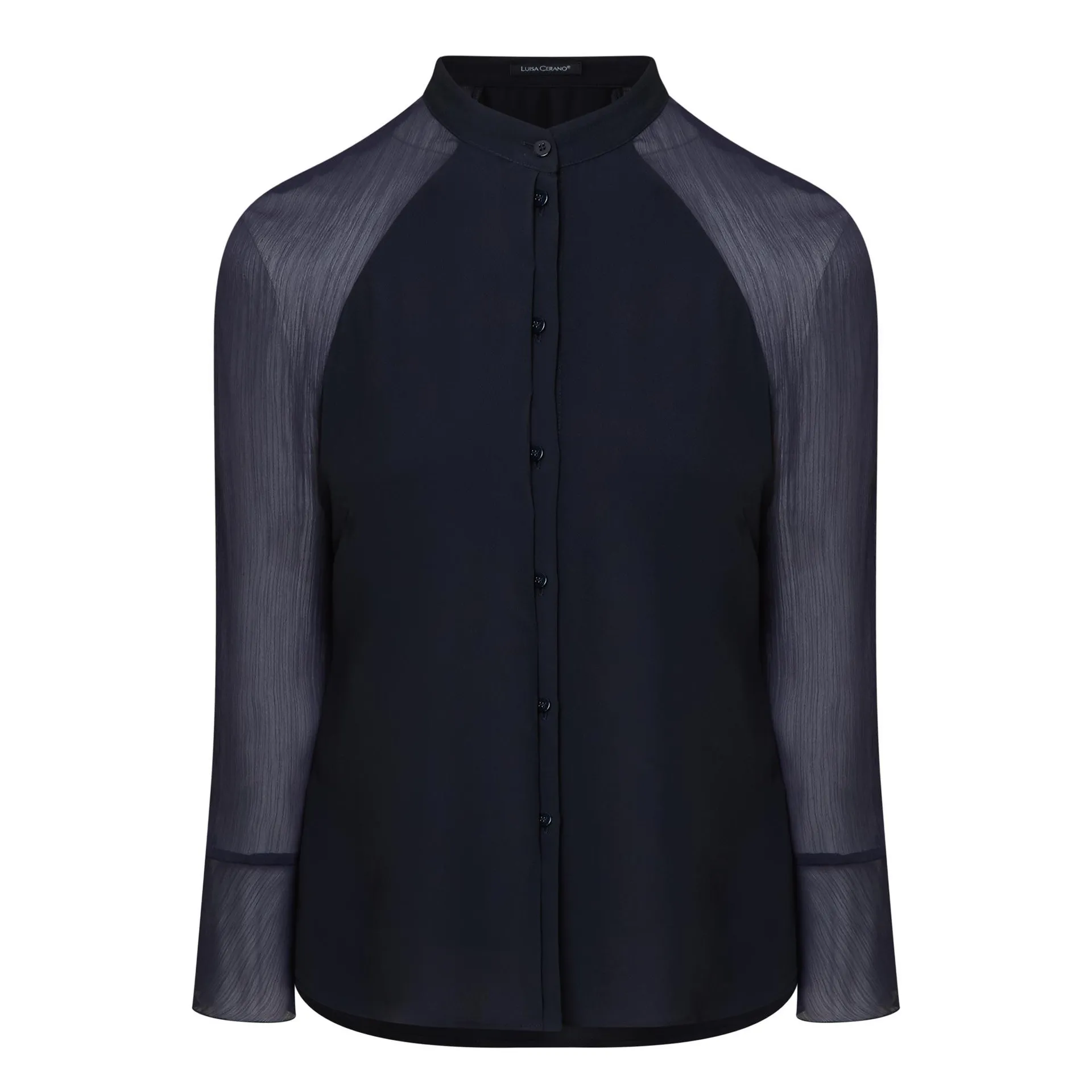 Blouson-Sleeve Sheer Blouse