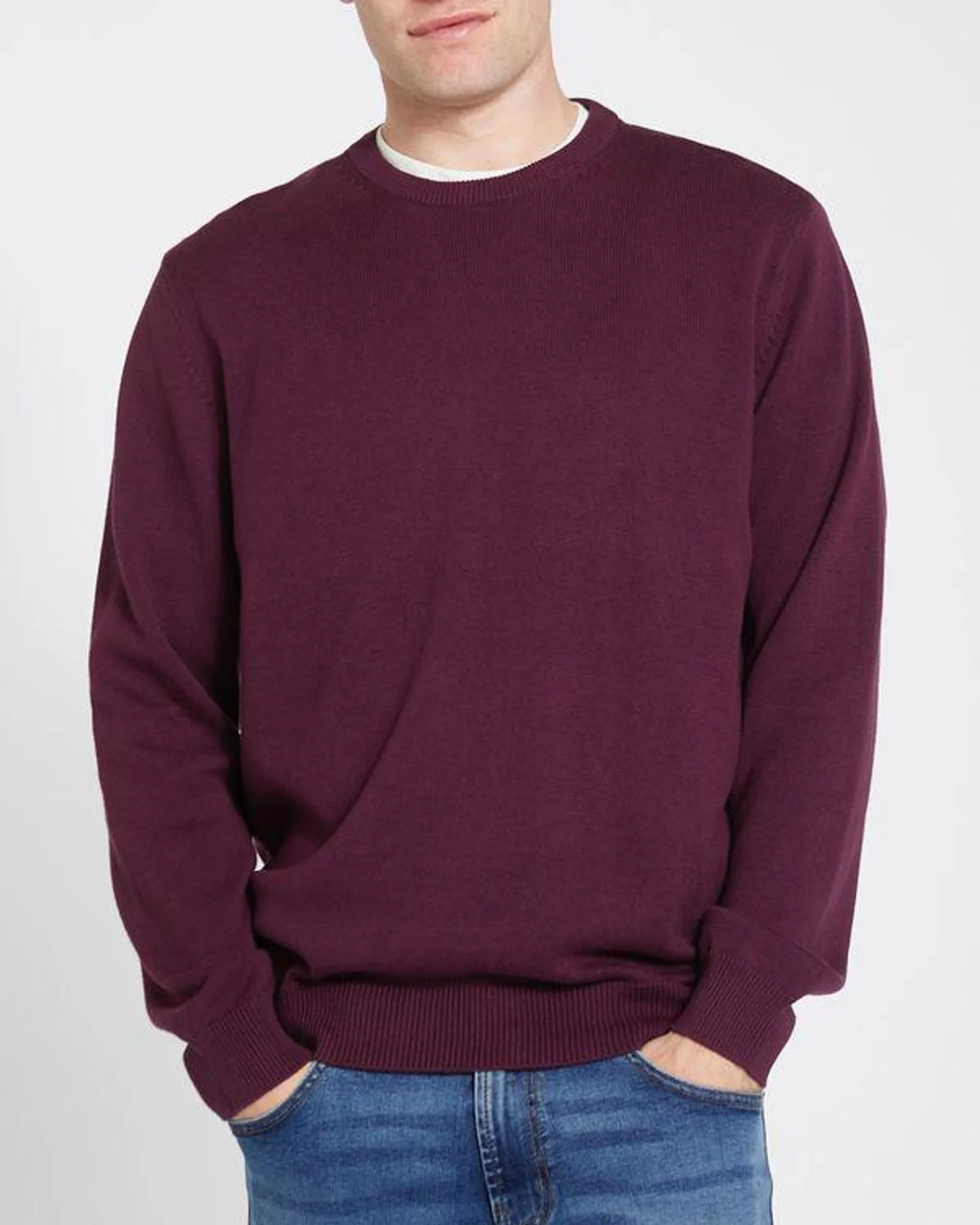 Regular Fit Cotton Crew-Neck Jumper