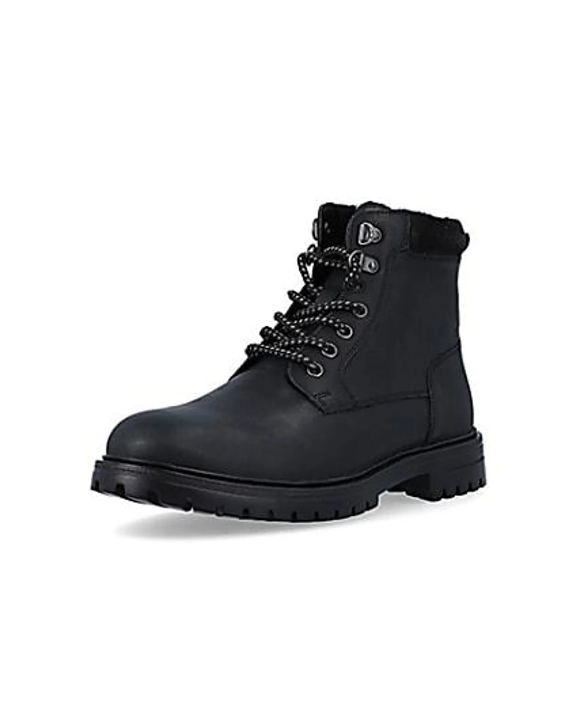 Black leather padded collar boots